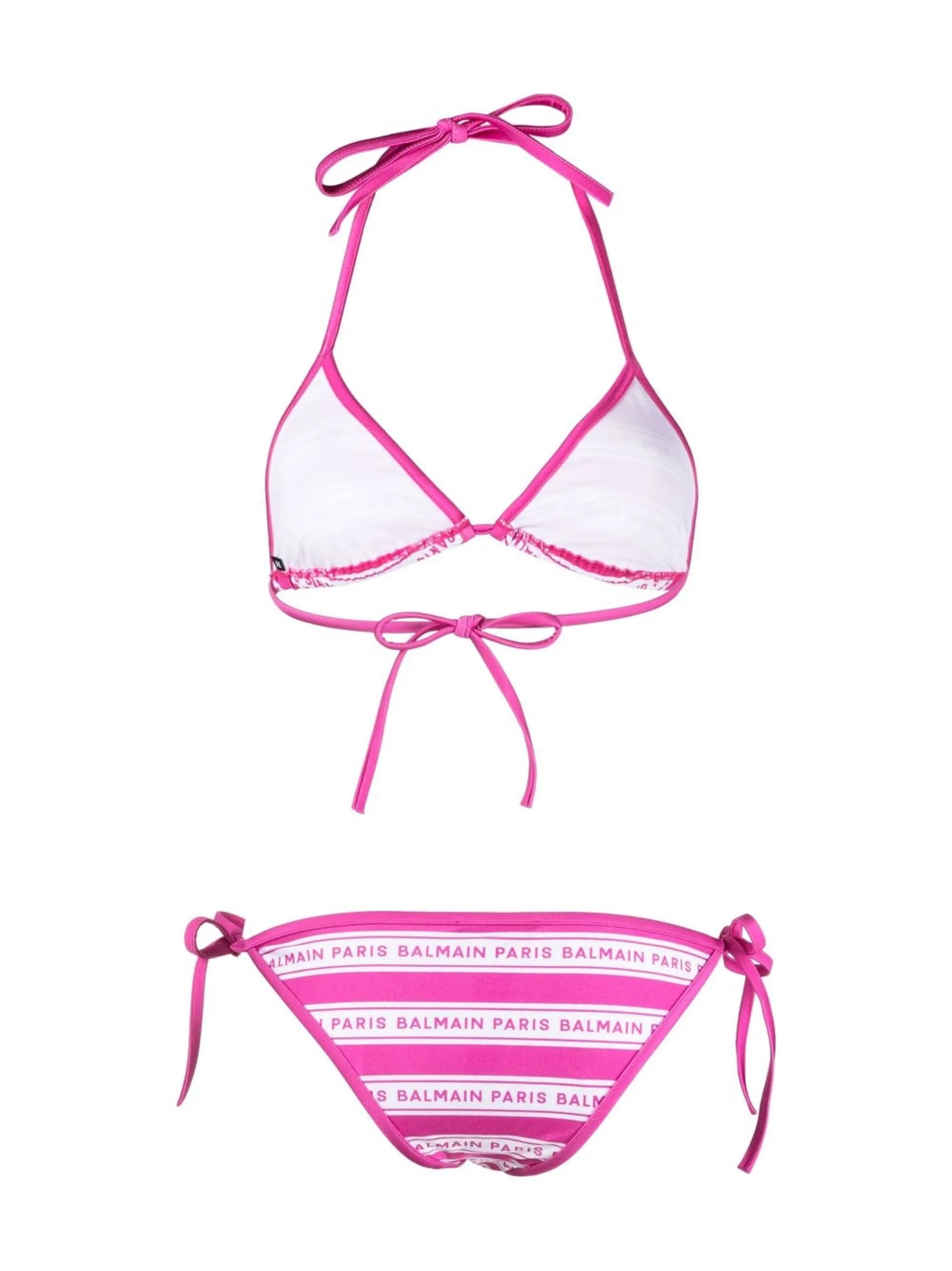 logo stripe two-piece bikini