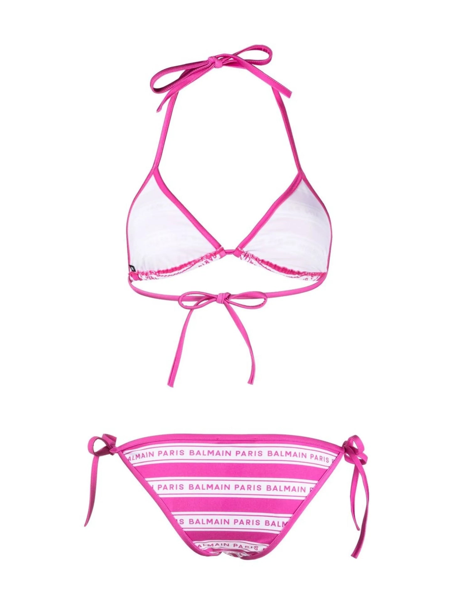 logo stripe two-piece bikini