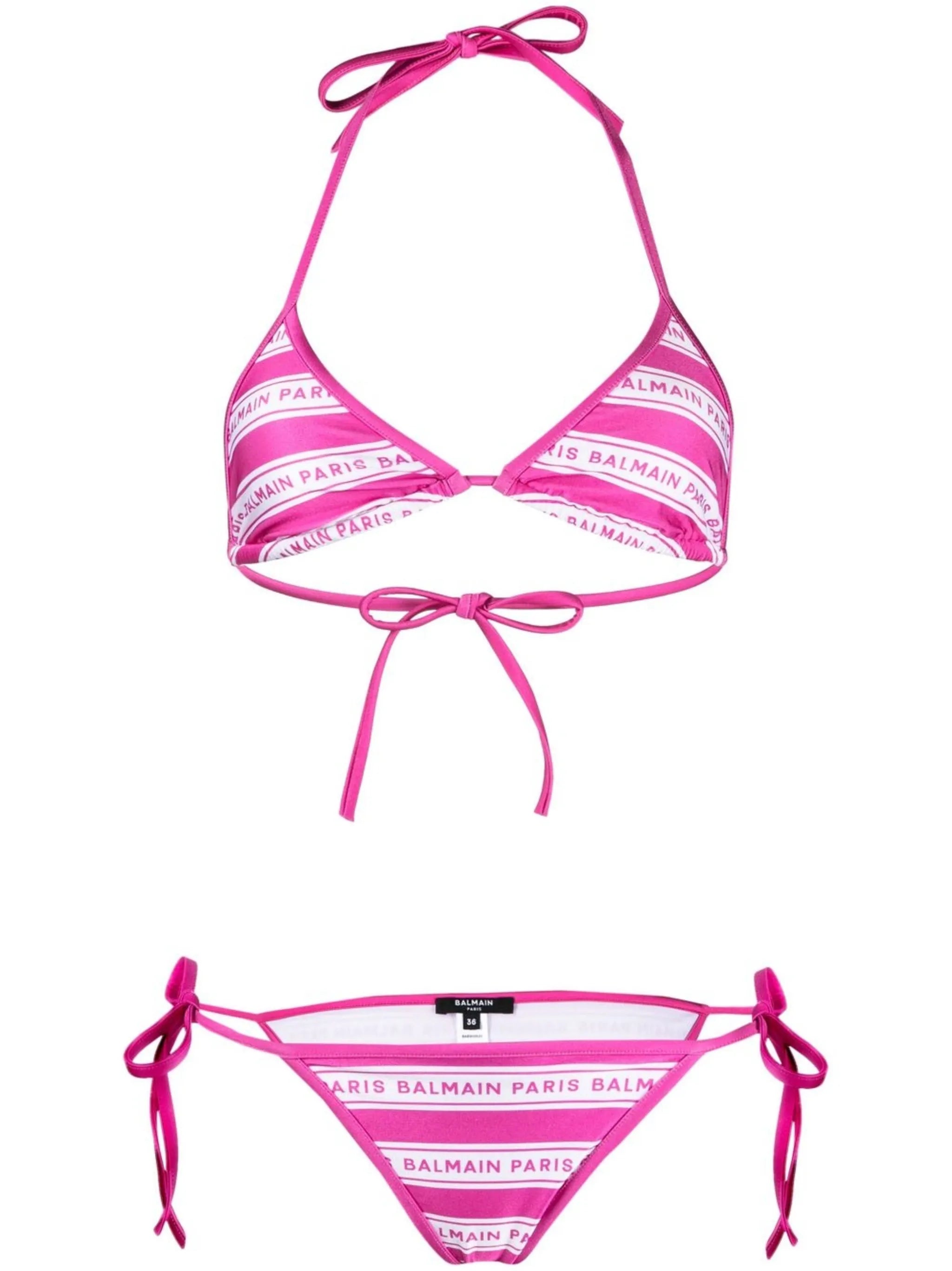 logo stripe two-piece bikini