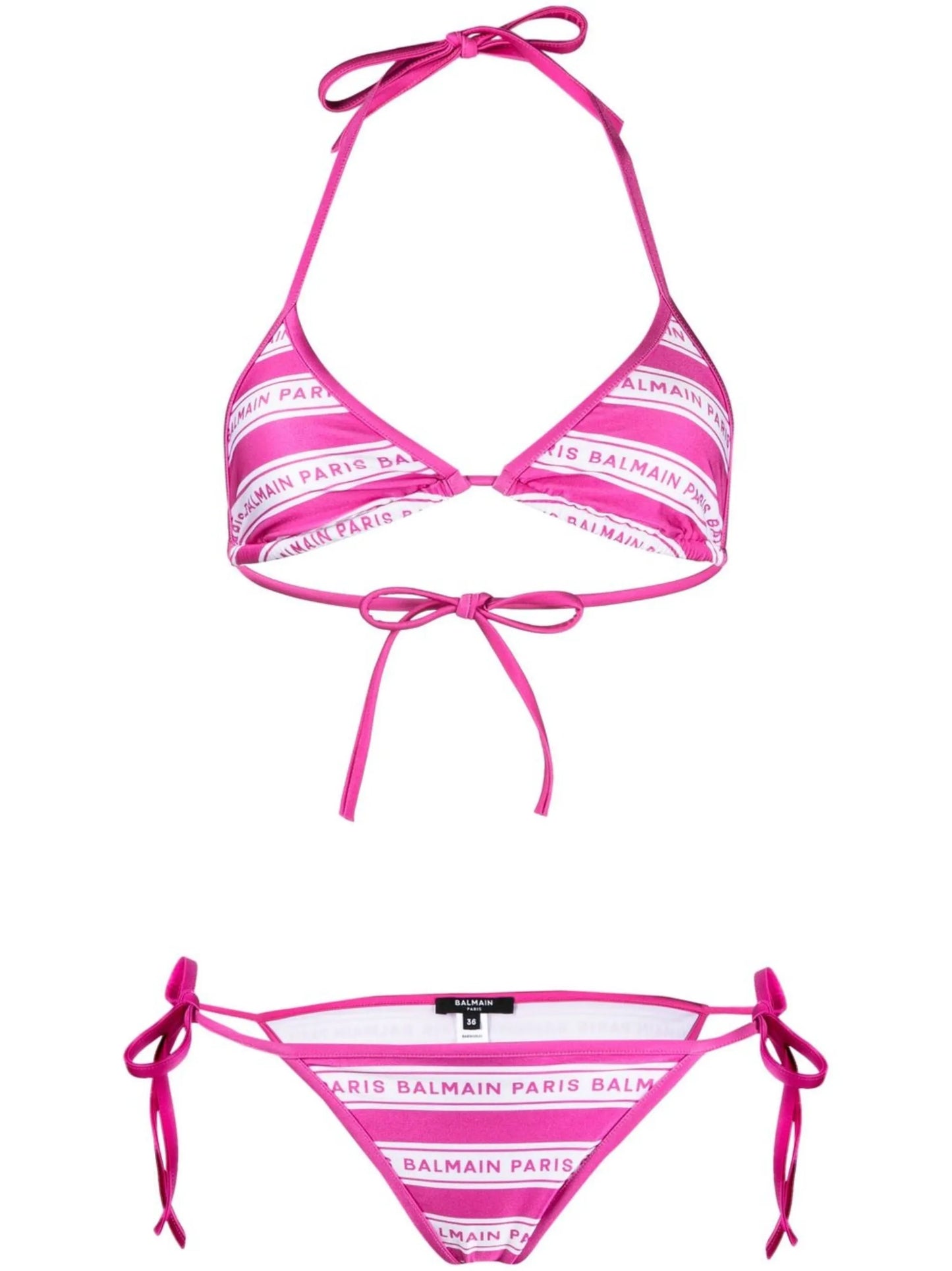 logo stripe two-piece bikini