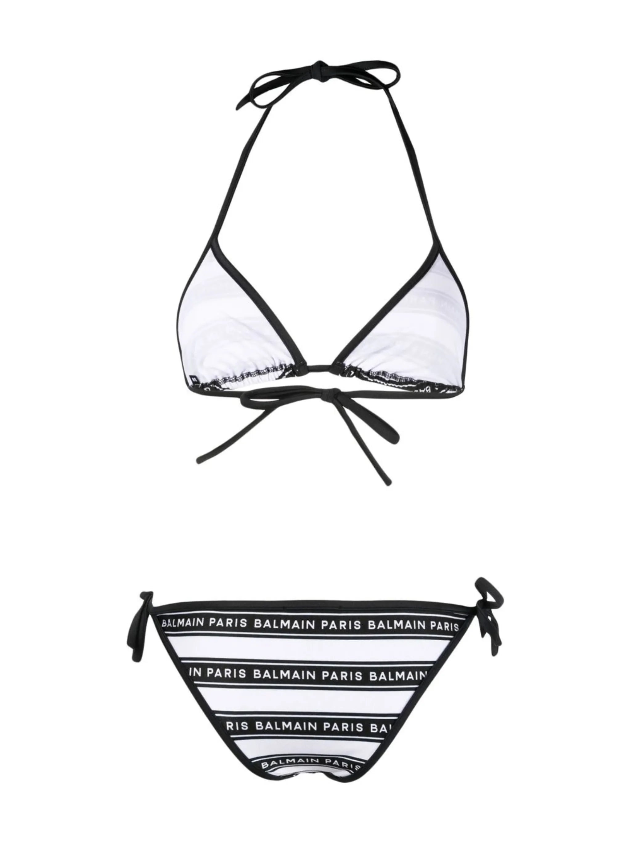 logo stripe two-piece bikini
