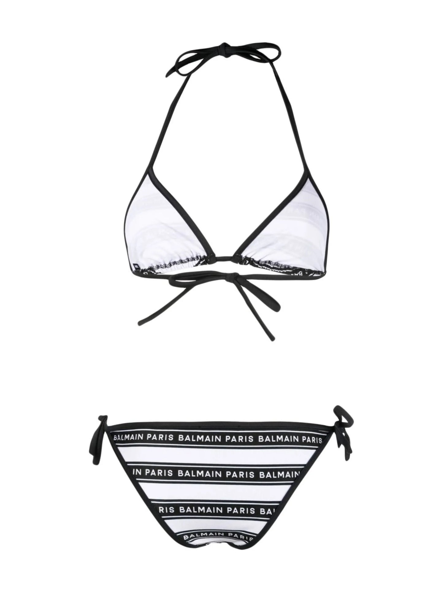logo stripe two-piece bikini