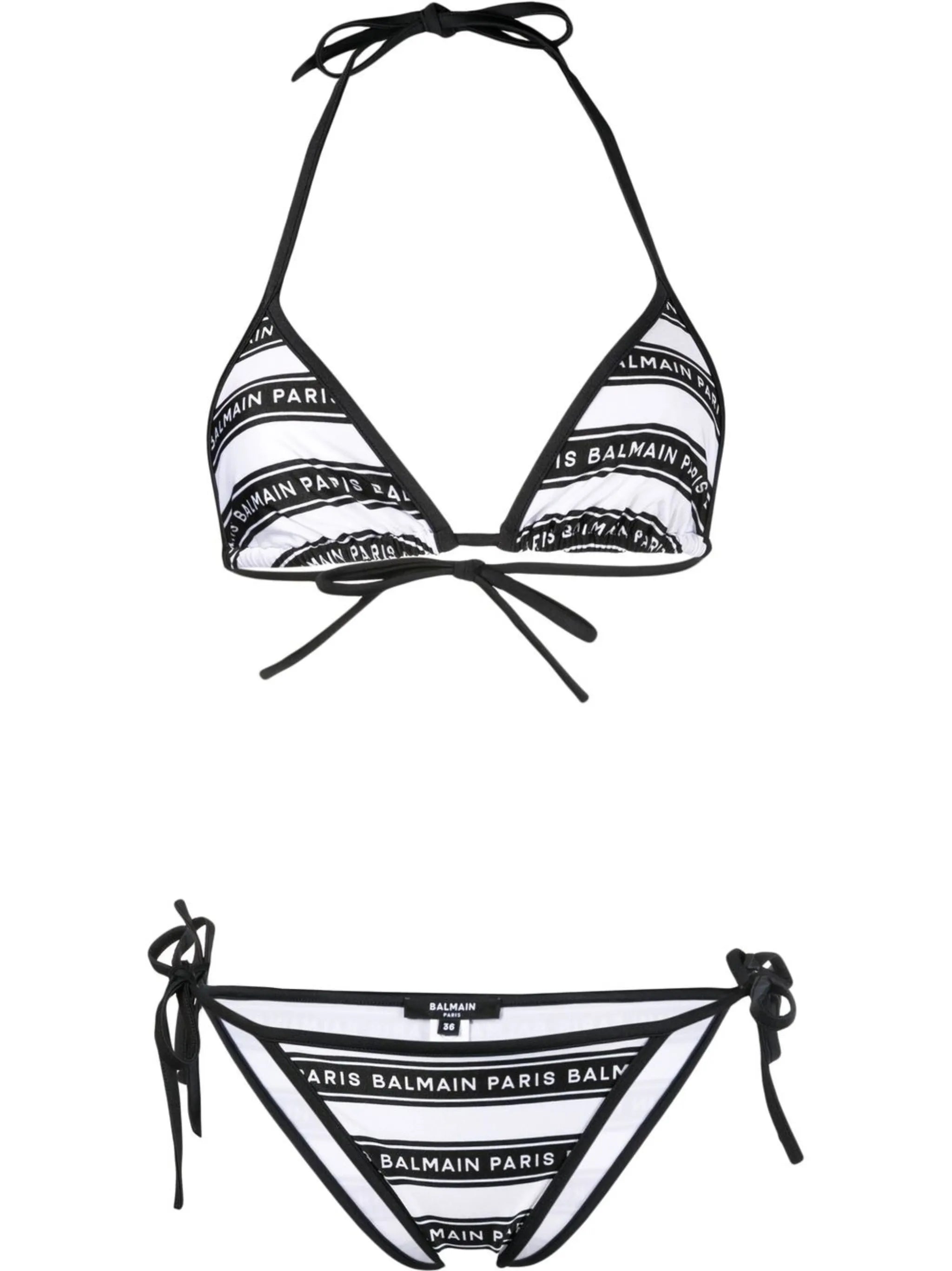 logo stripe two-piece bikini