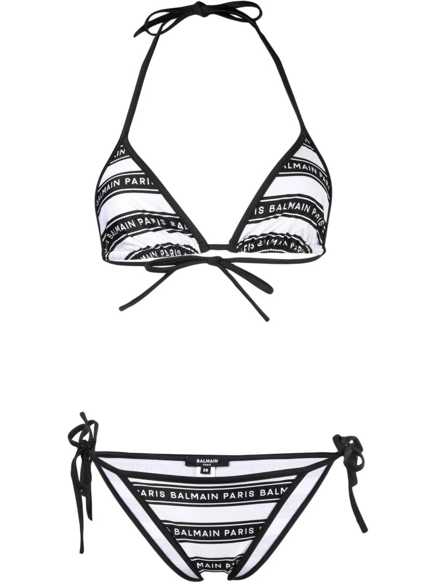 logo stripe two-piece bikini