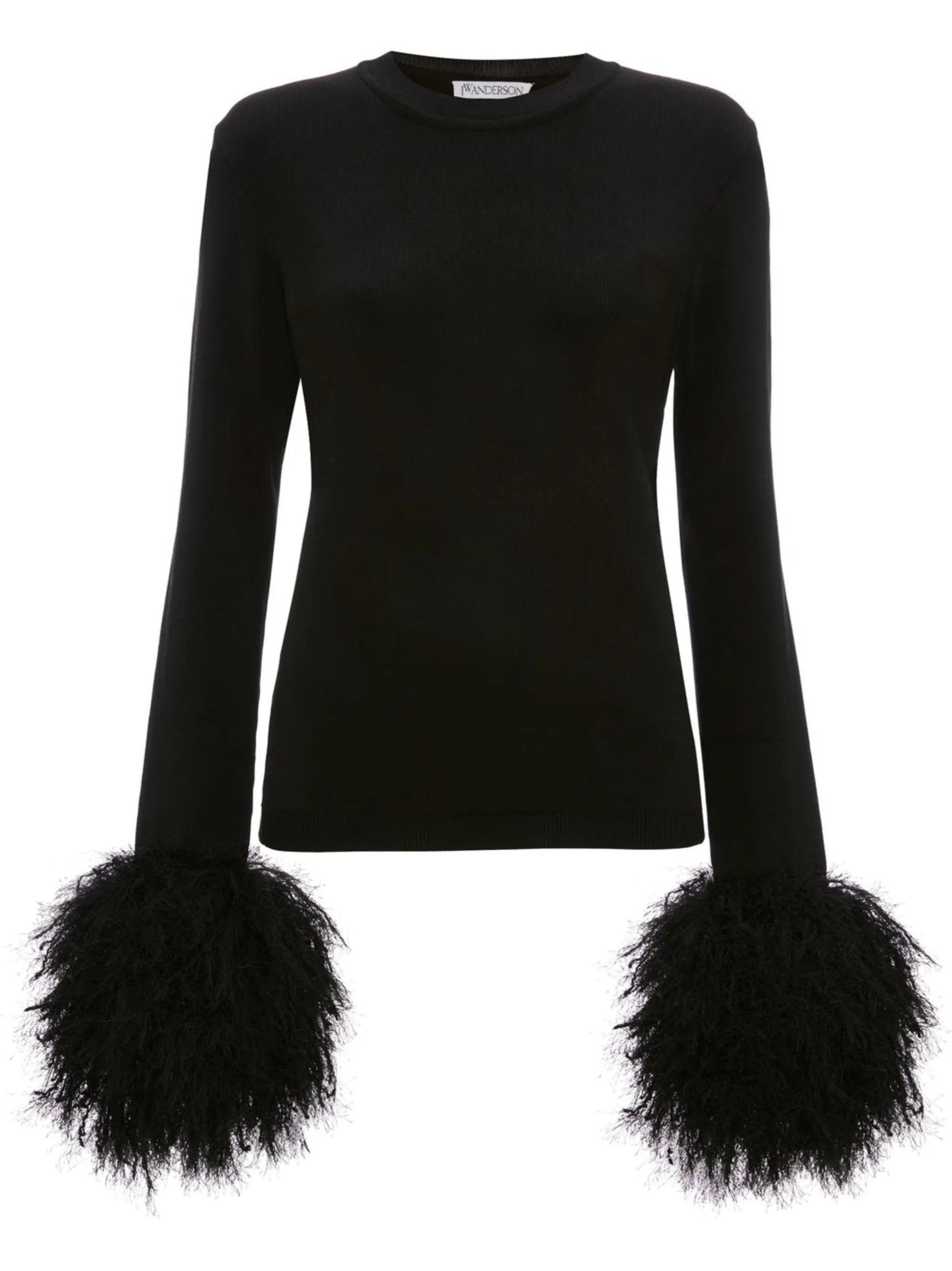 pom pom-cuff crew neck sweater
