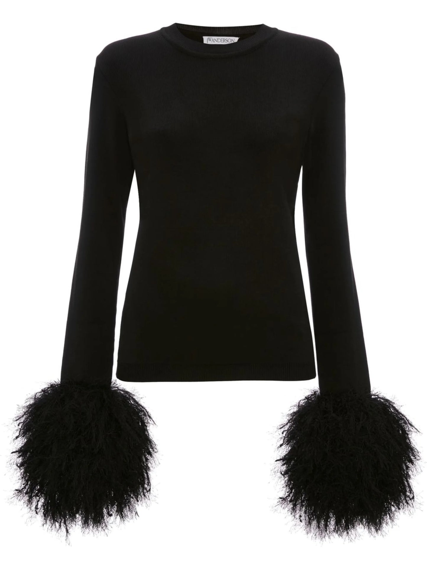 pom pom-cuff crew neck sweater