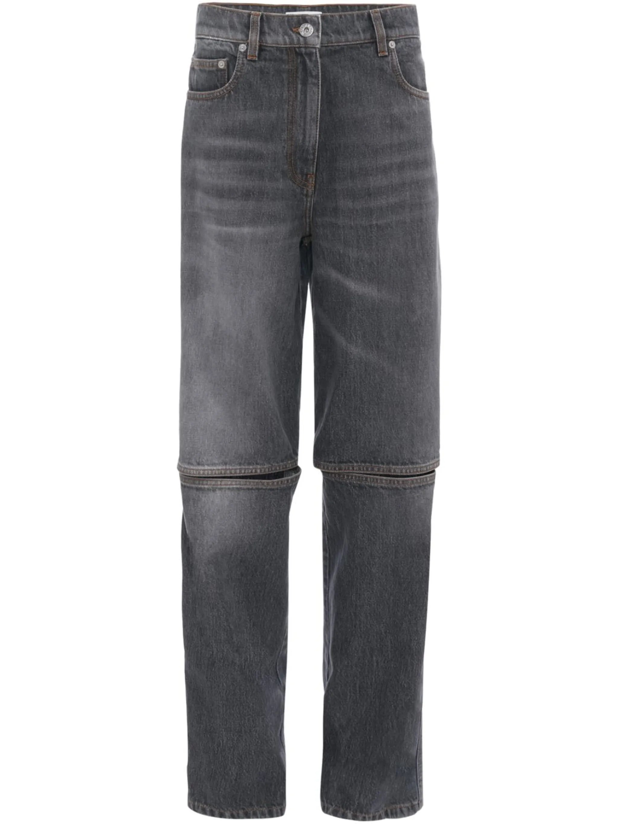 cut-out straight jeans