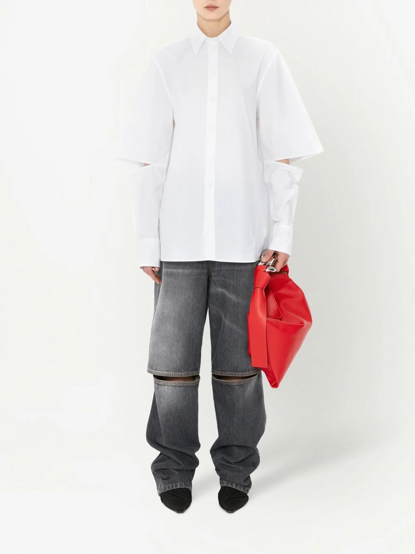 cut-out straight jeans