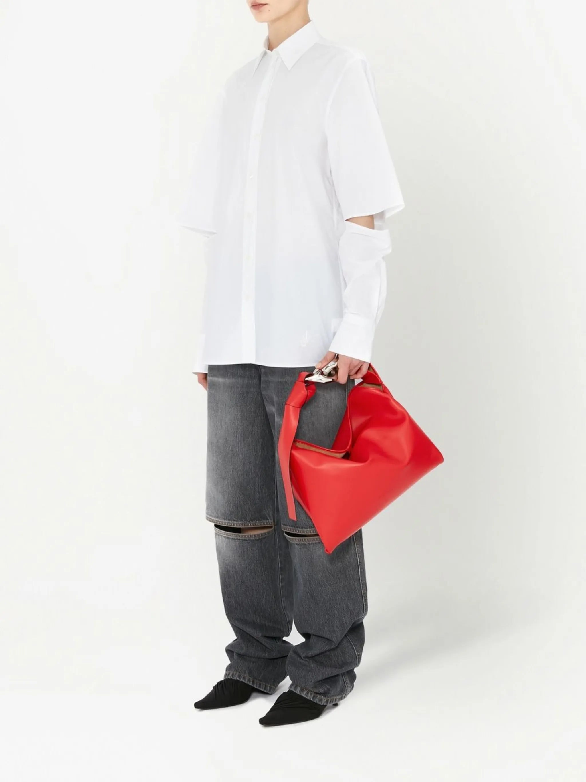 cut-out straight jeans