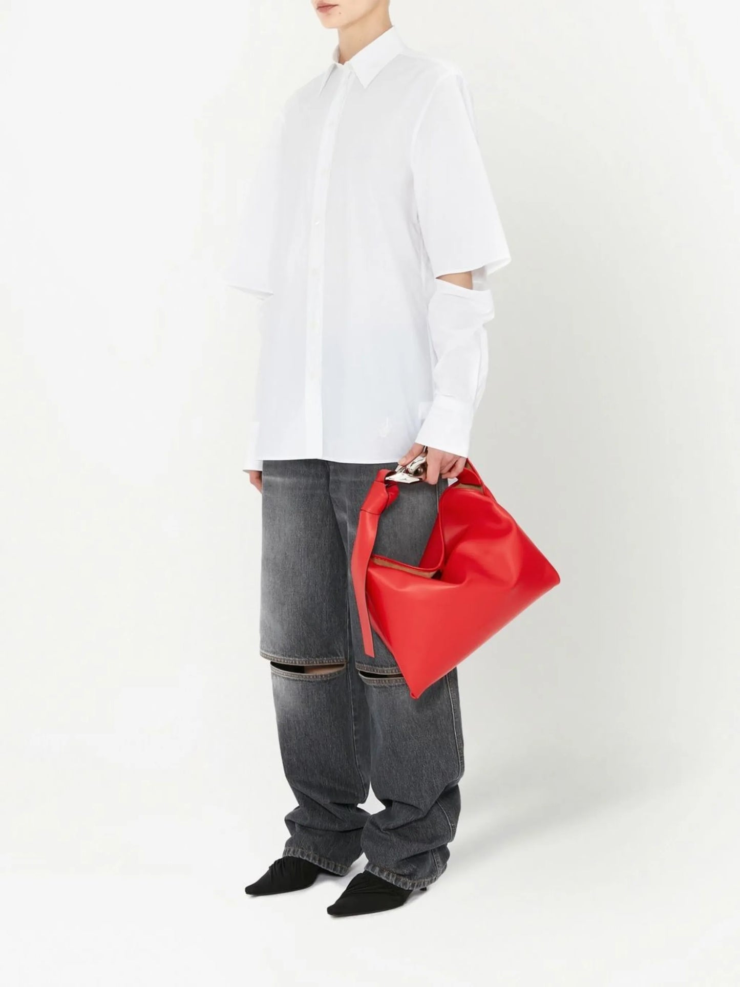 cut-out straight jeans