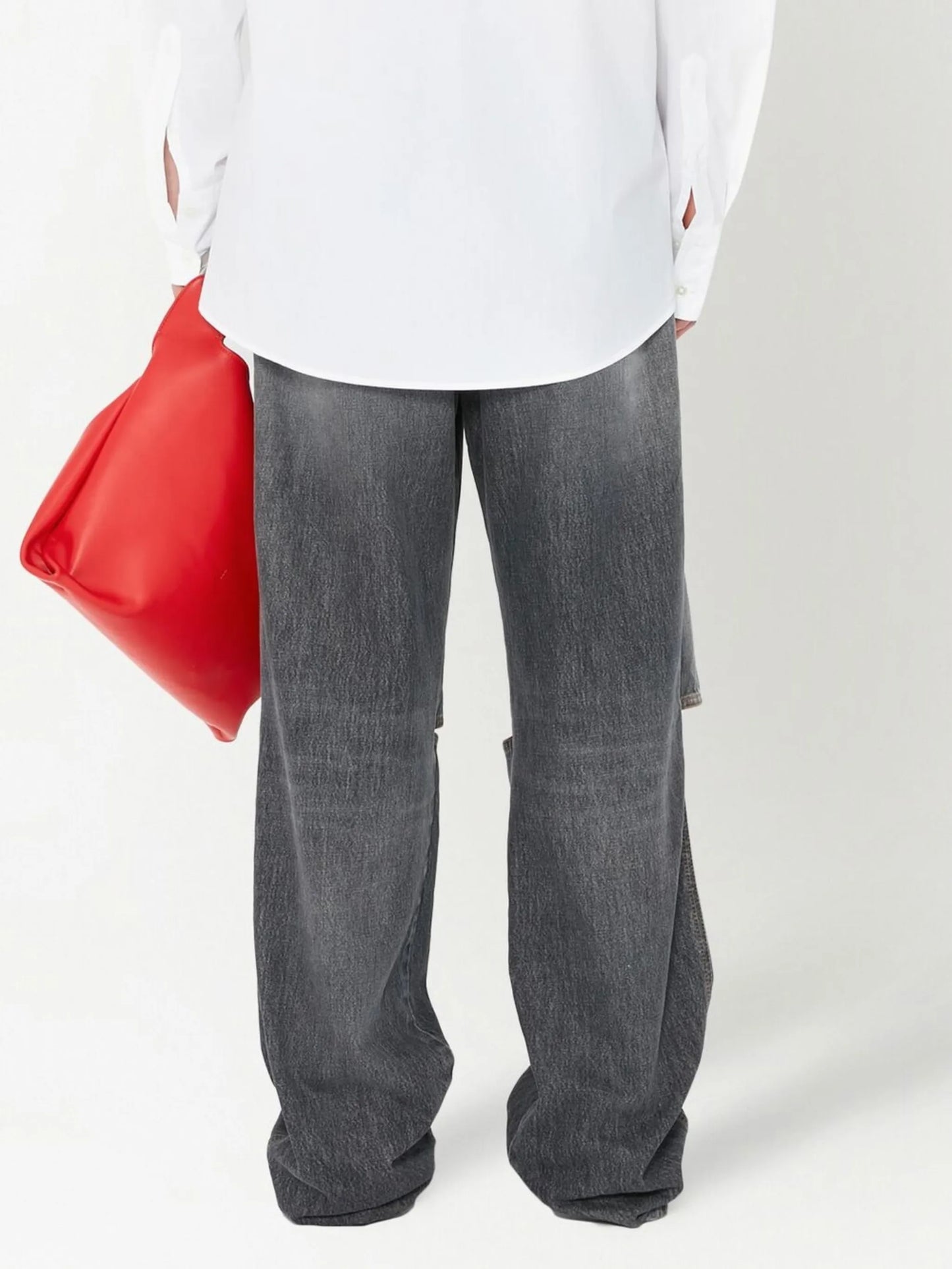 cut-out straight jeans