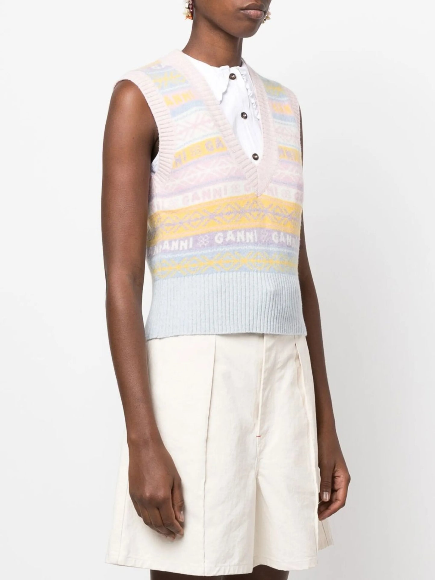intarsia-knit V-neck vest