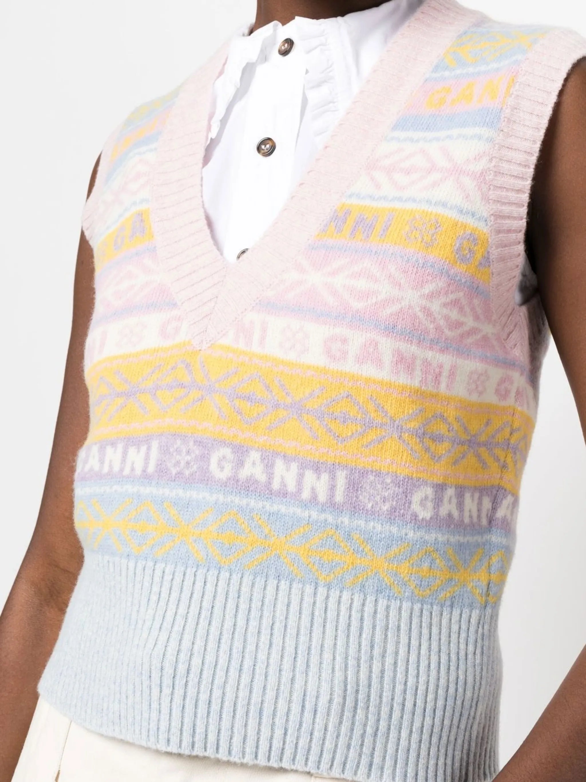 intarsia-knit V-neck vest
