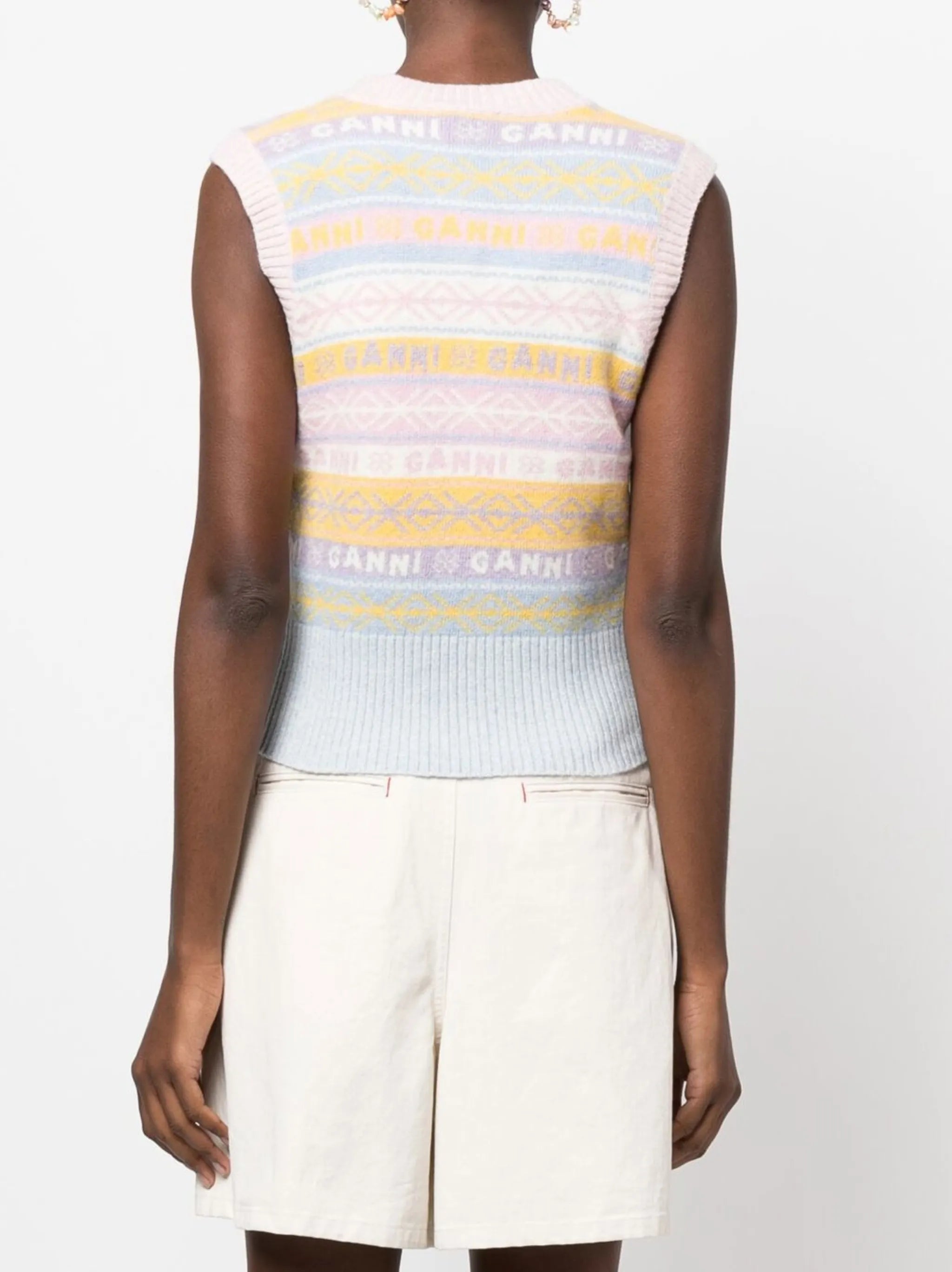intarsia-knit V-neck vest