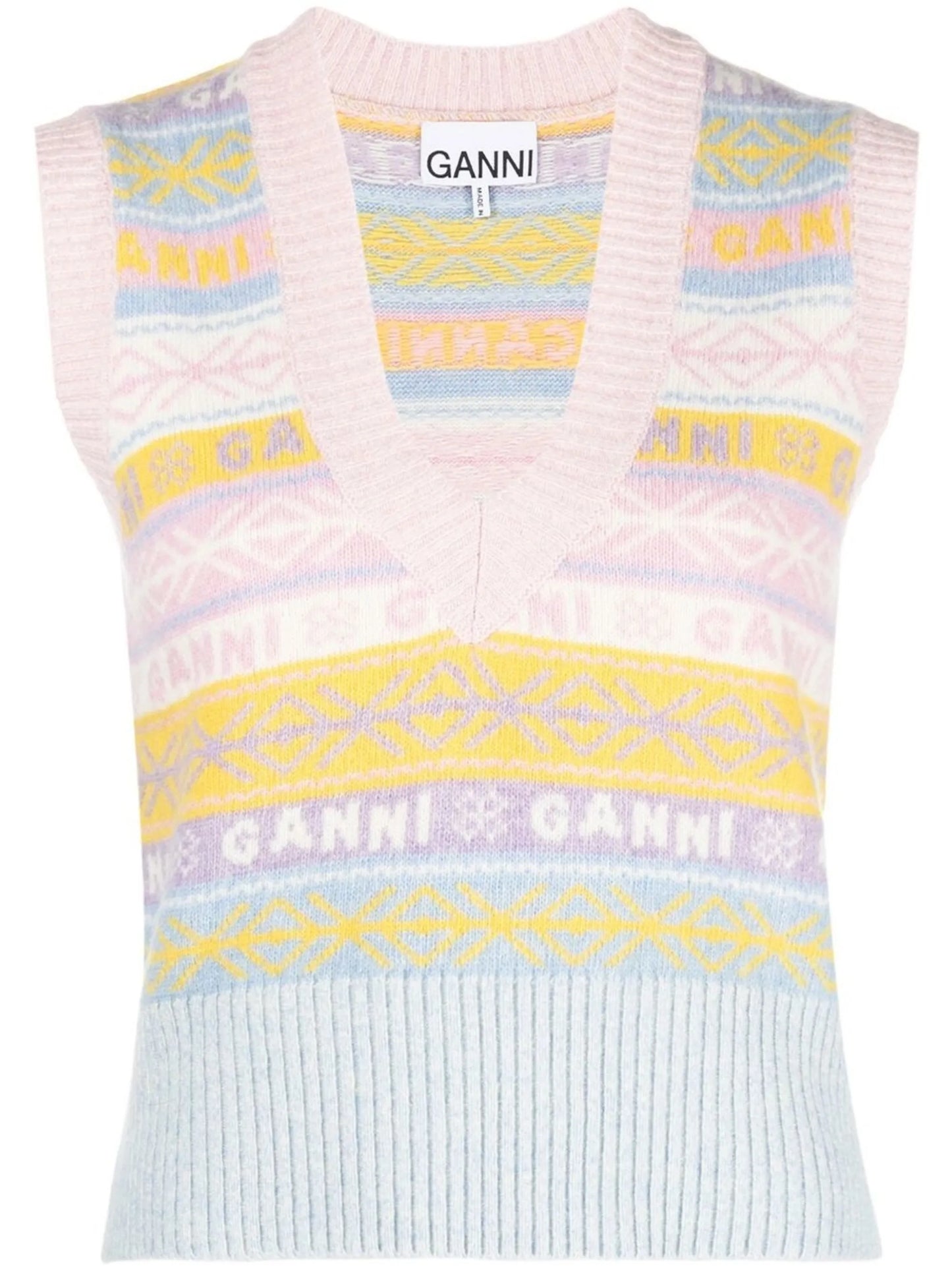 intarsia-knit V-neck vest
