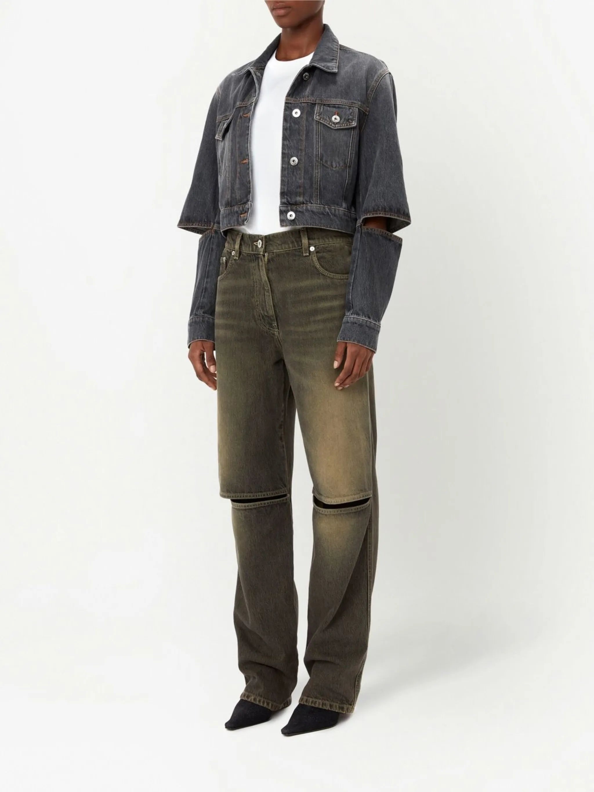 cut-out sleeve trucker jacket