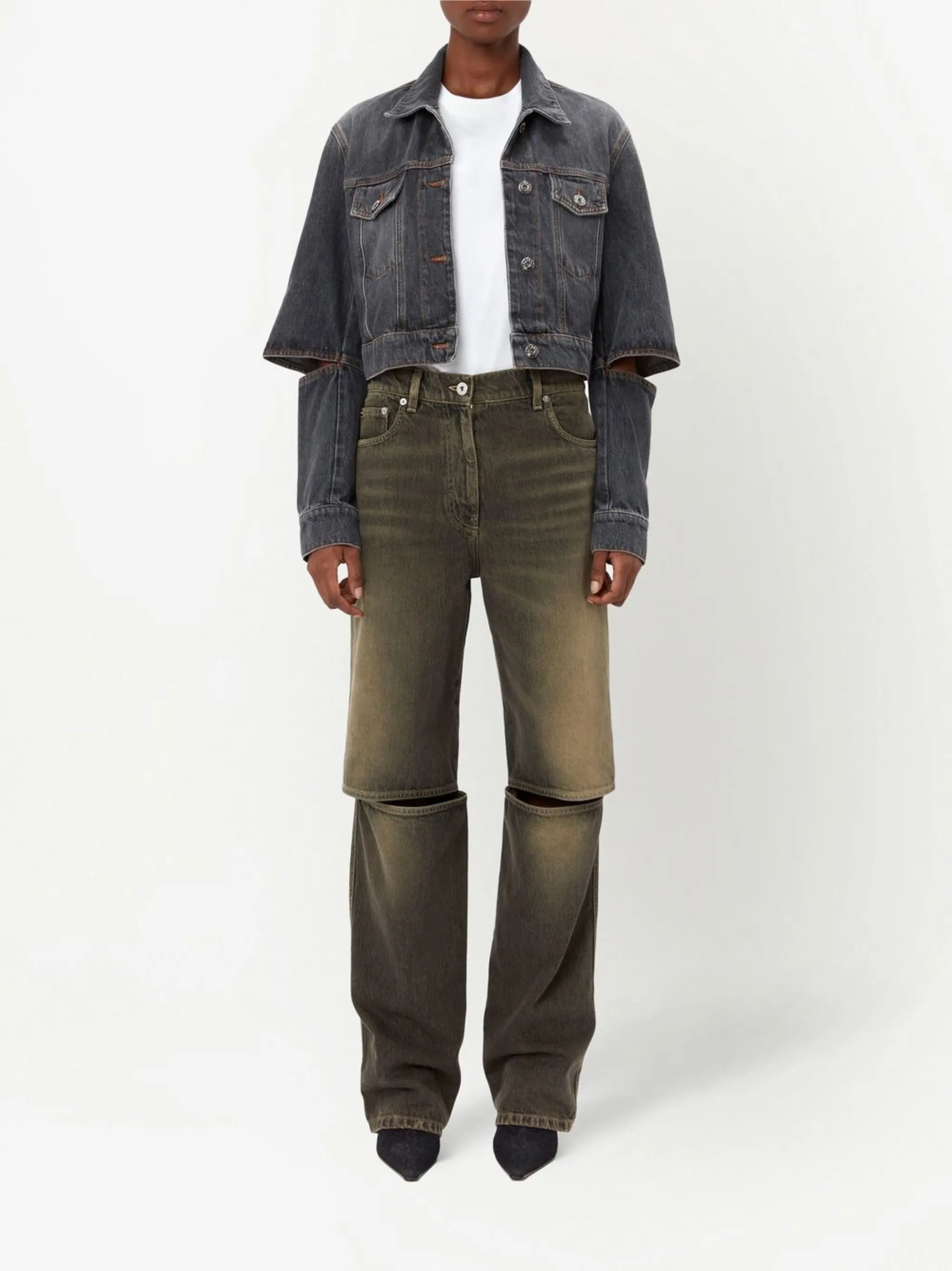 cut-out sleeve trucker jacket