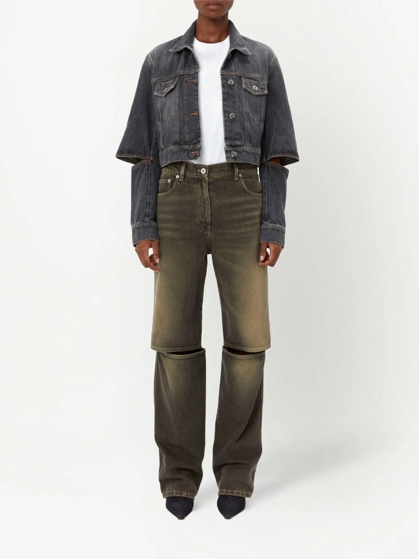 cut-out sleeve trucker jacket