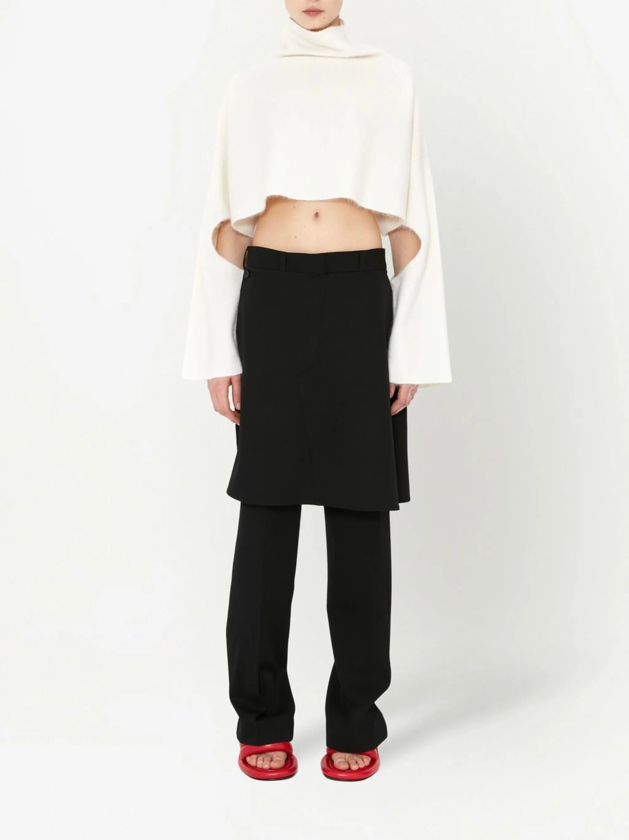 layered skirt-design trousers