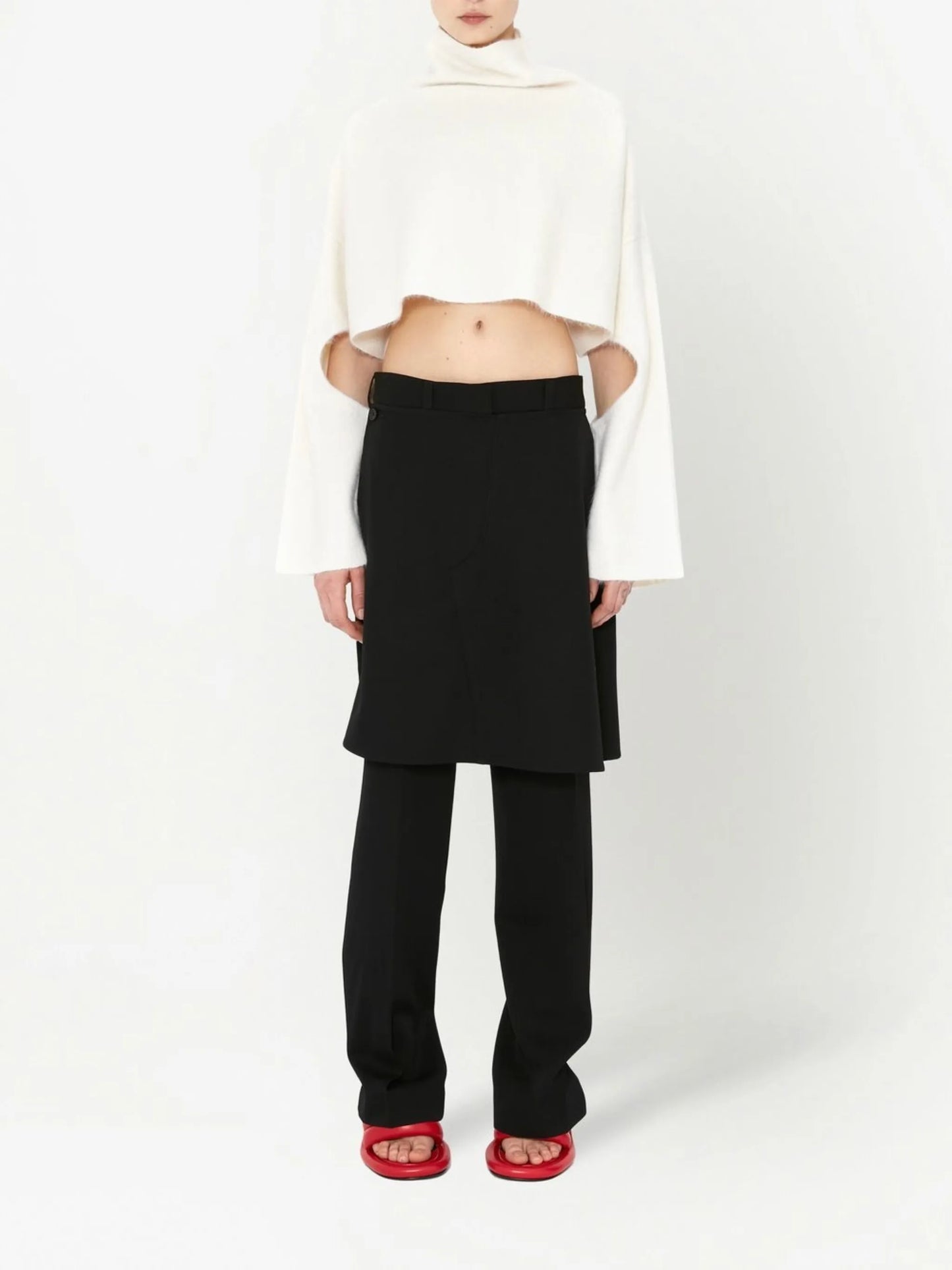 layered skirt-design trousers