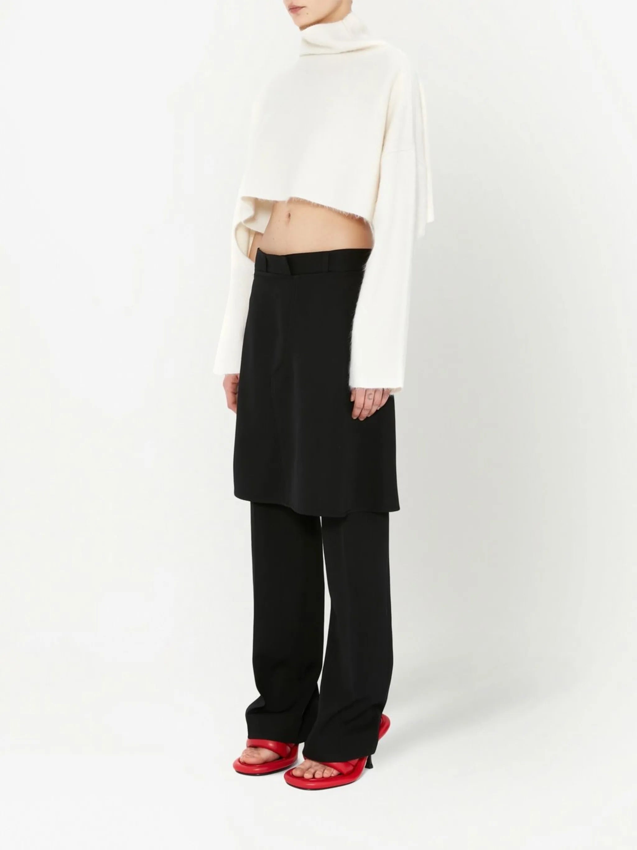 layered skirt-design trousers