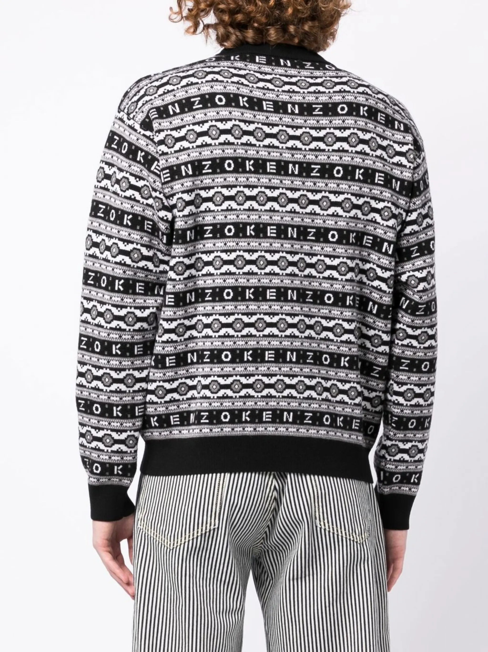 logo-jacquard wool jumper