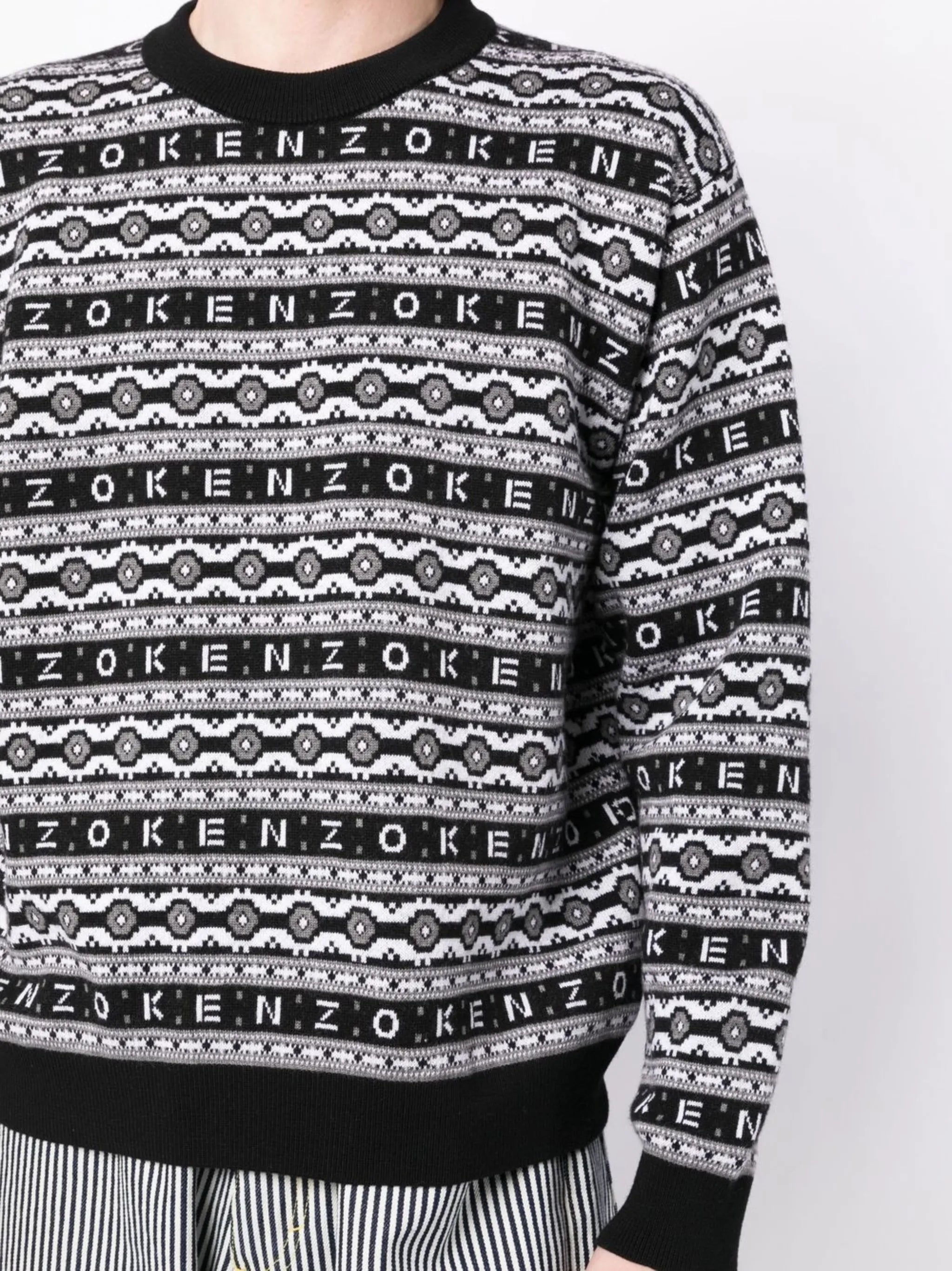 logo-jacquard wool jumper