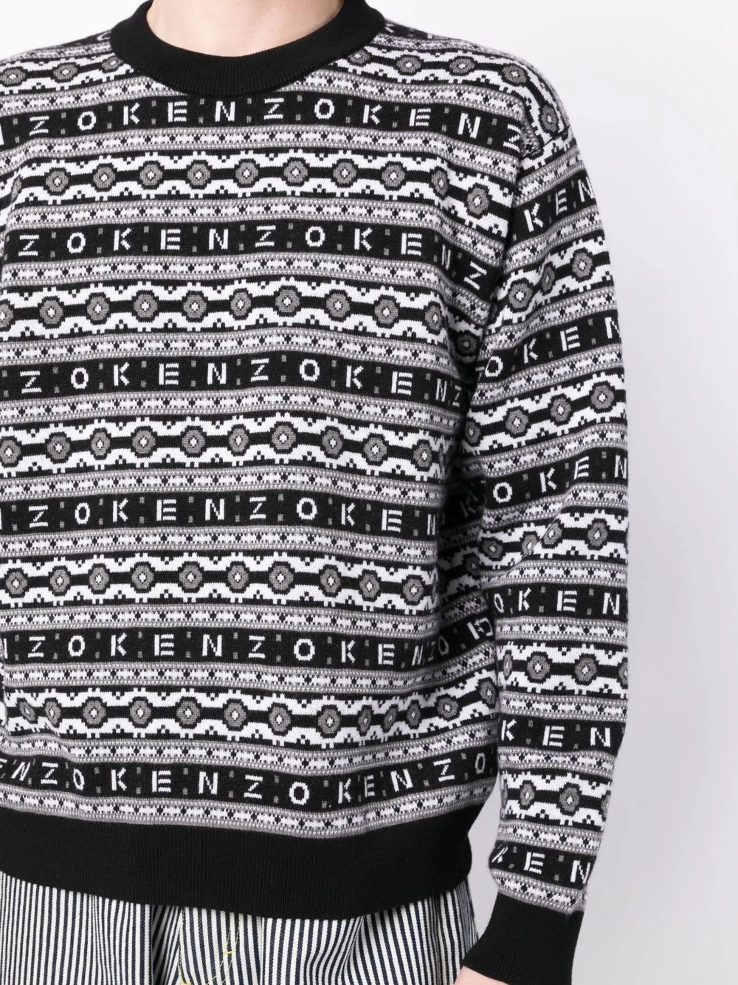 logo-jacquard wool jumper
