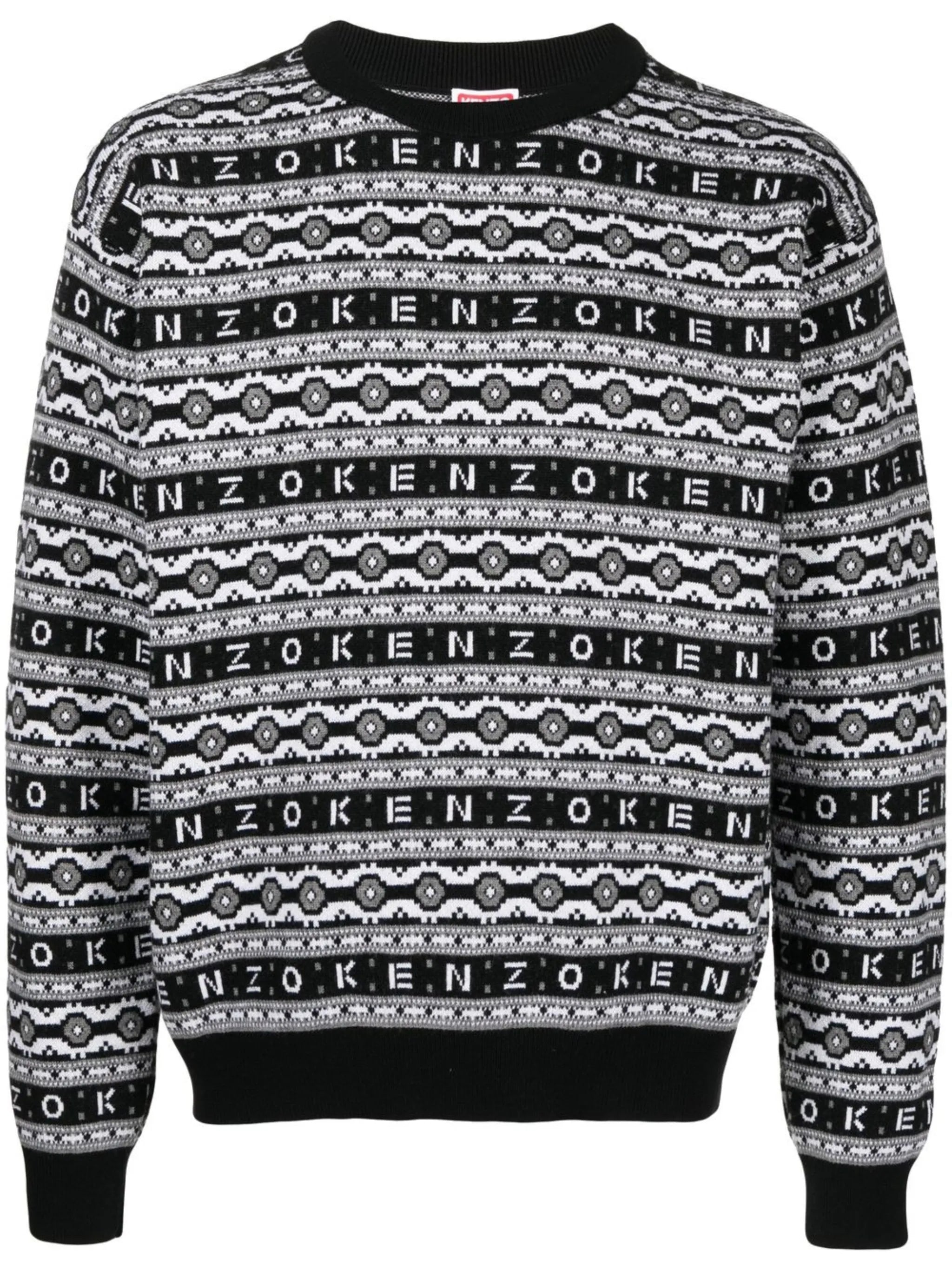 logo-jacquard wool jumper