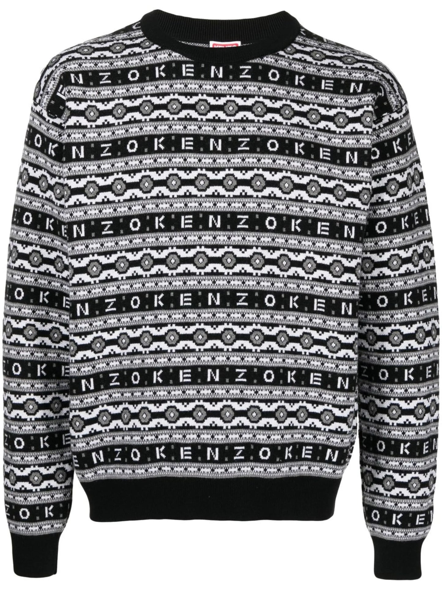 logo-jacquard wool jumper
