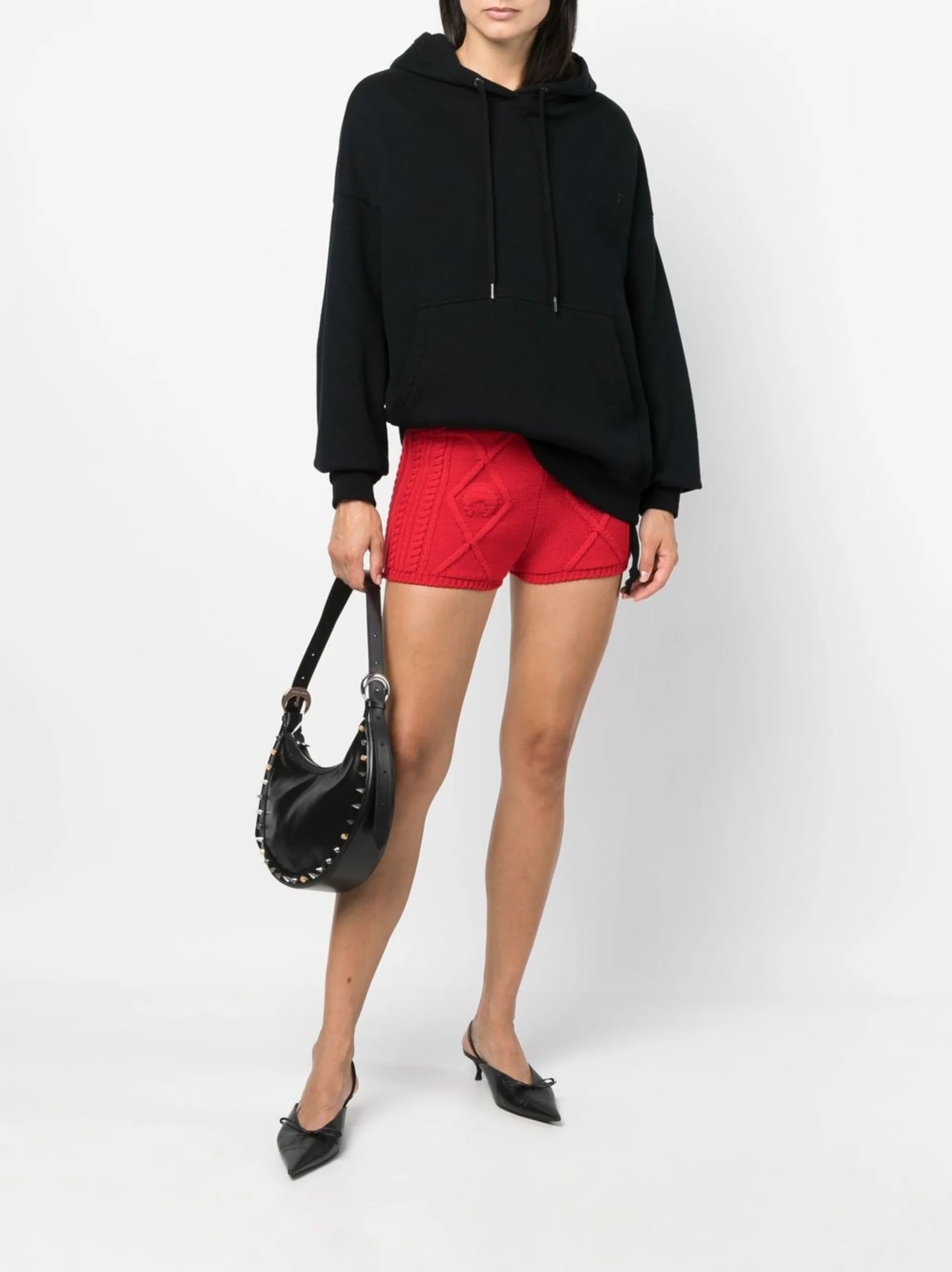 Crescent Moon studded shoulder bag