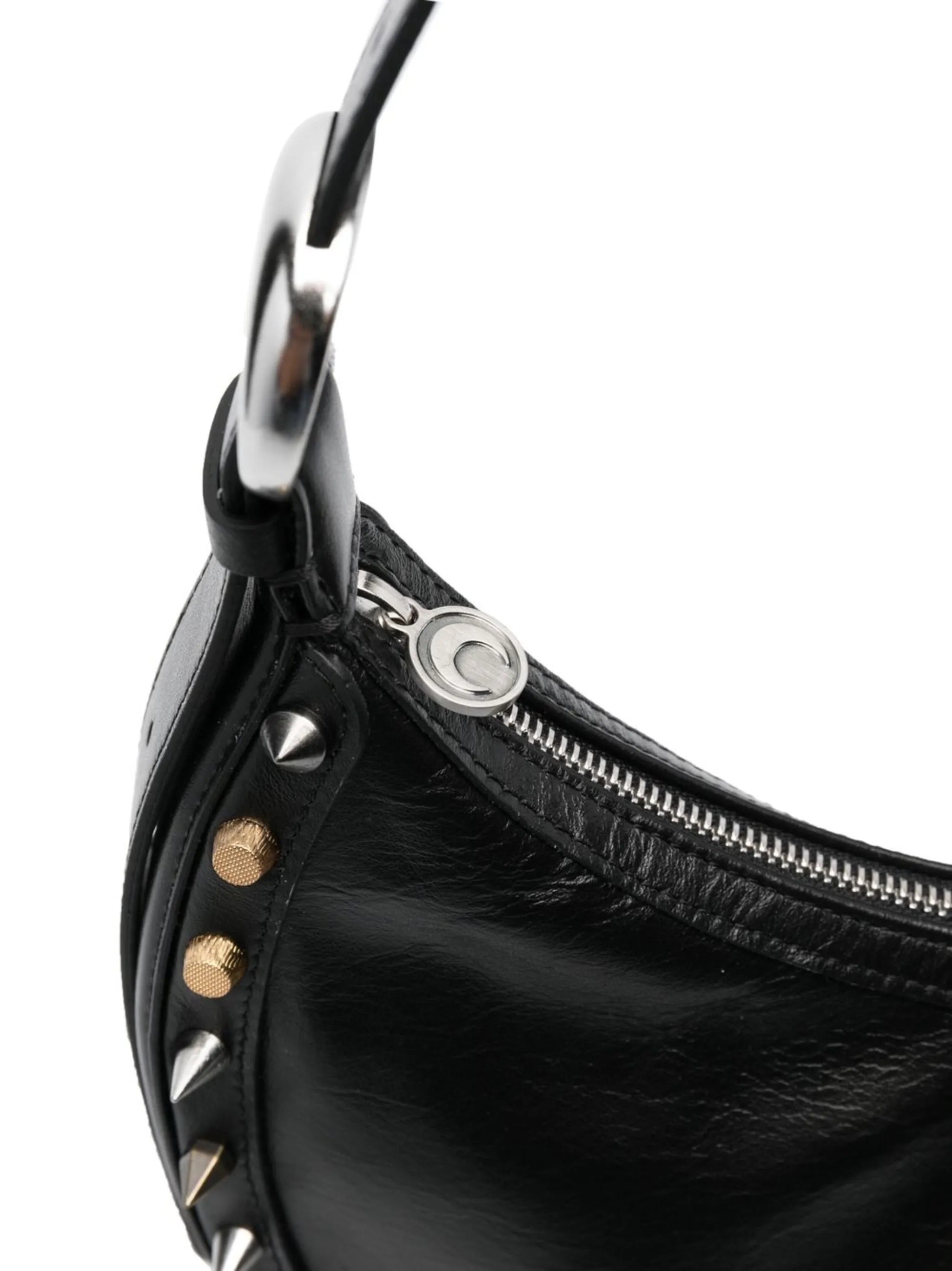 Crescent Moon studded shoulder bag