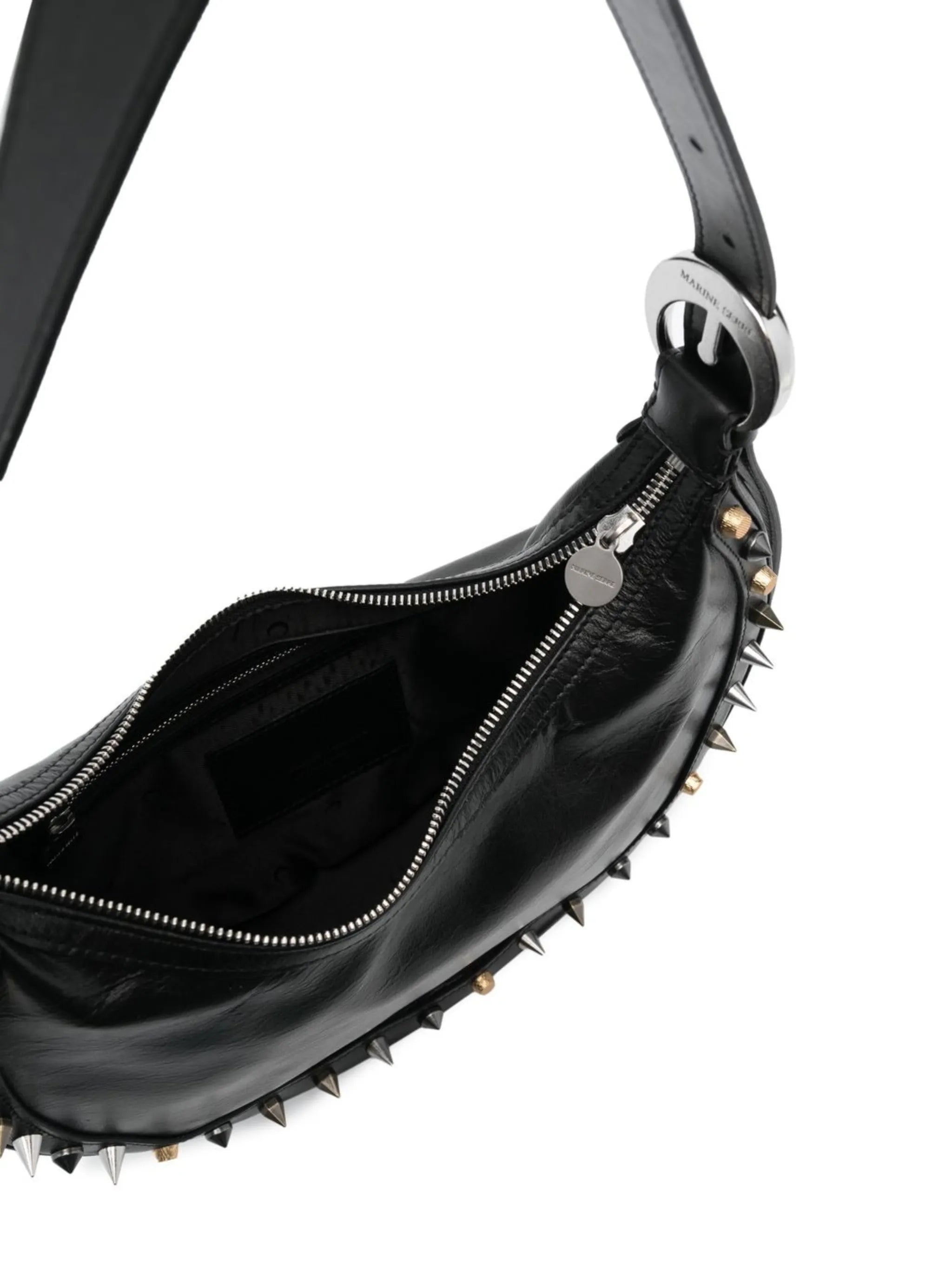 Crescent Moon studded shoulder bag