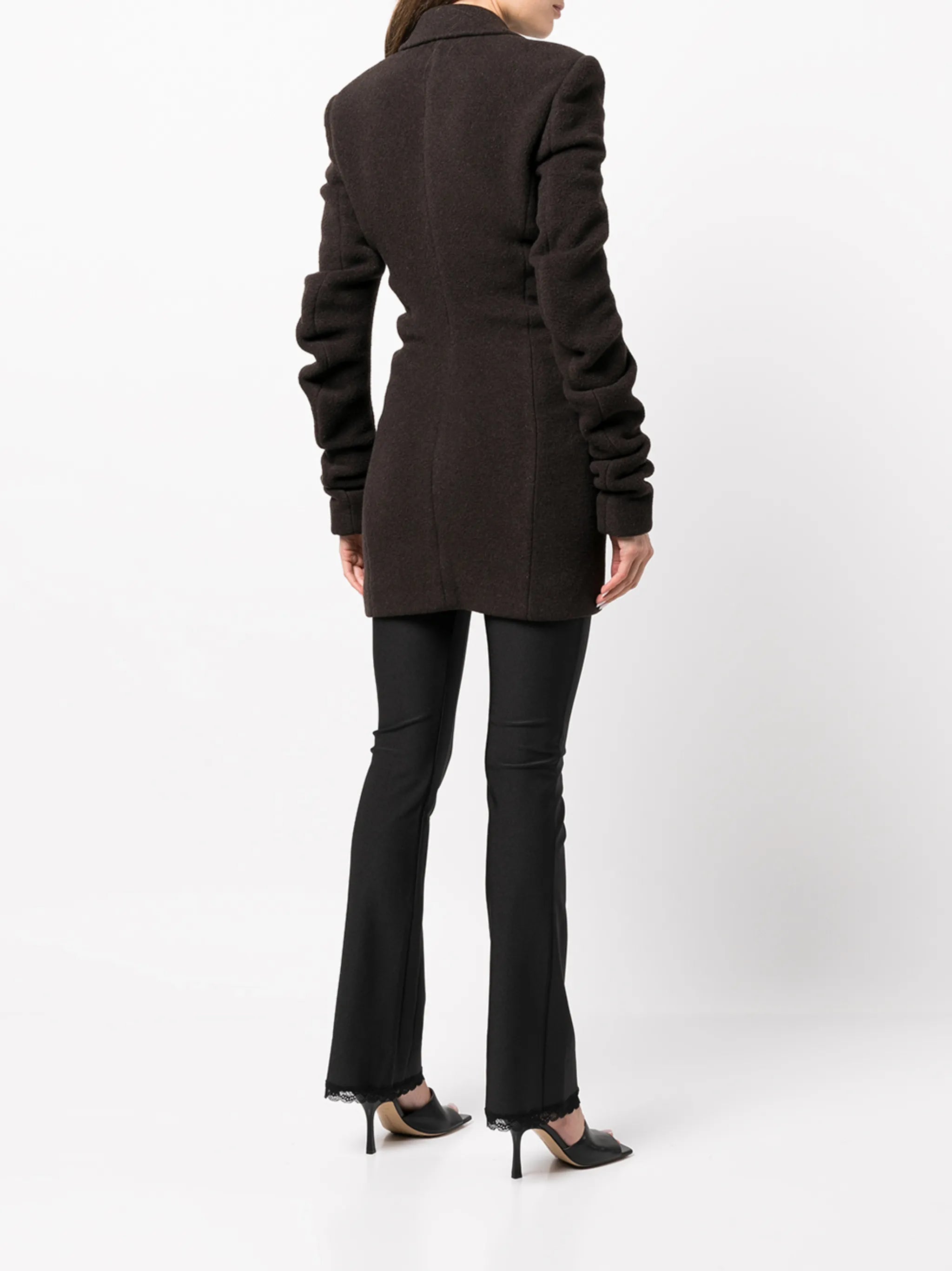 ruched sleeve wool-blend jacket