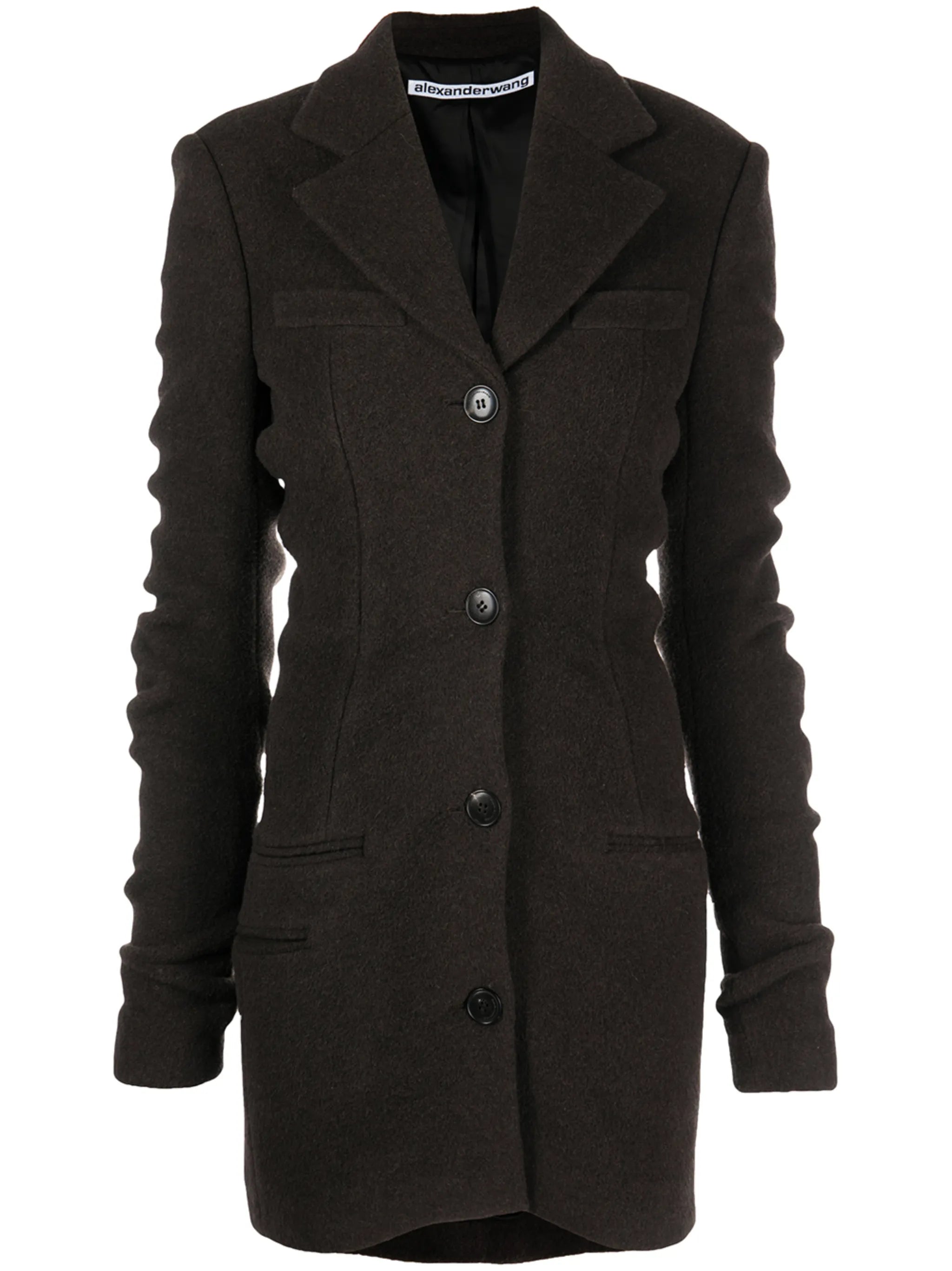 ruched sleeve wool-blend jacket