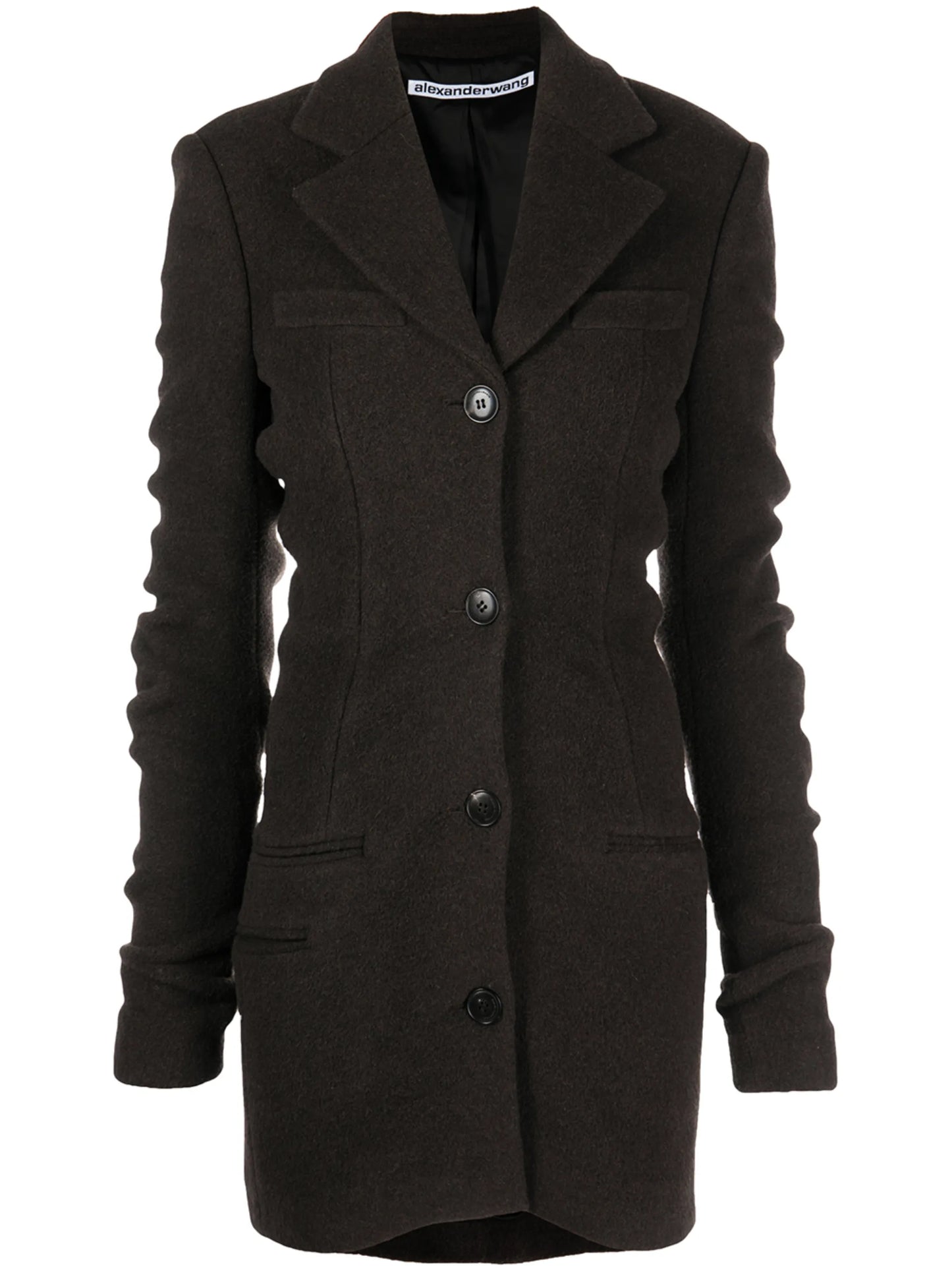 ruched sleeve wool-blend jacket