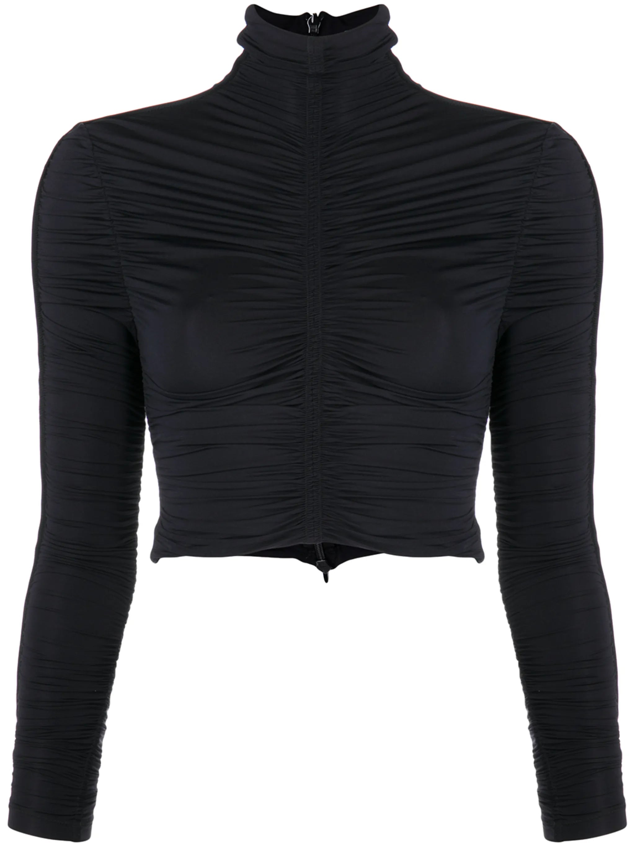 cropped ruched roll-neck top