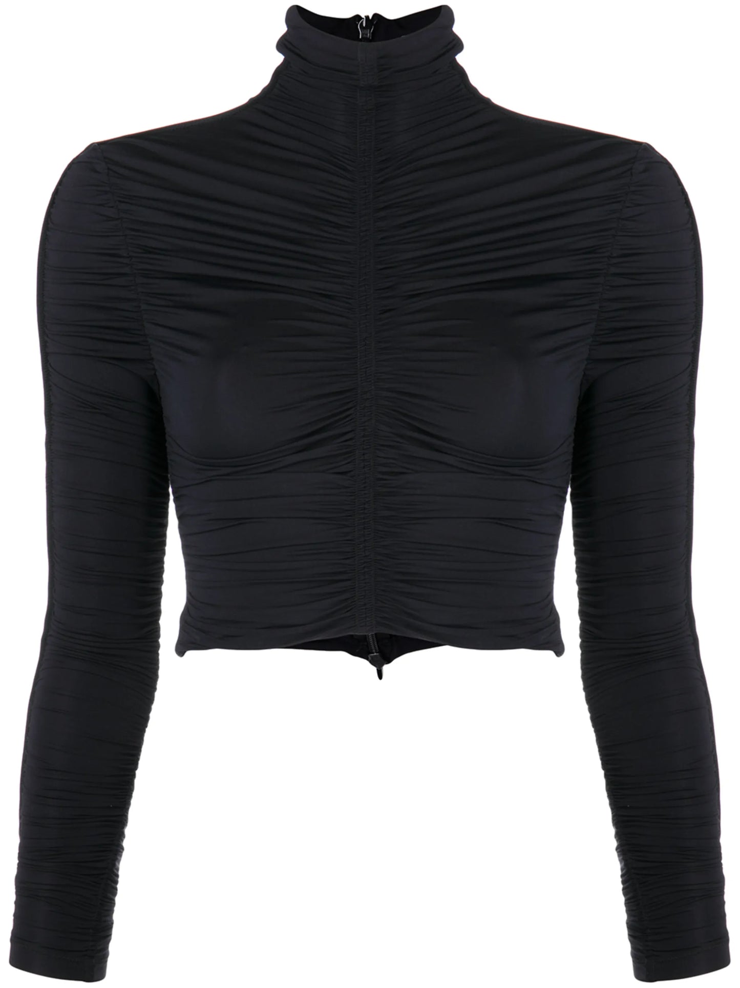 cropped ruched roll-neck top