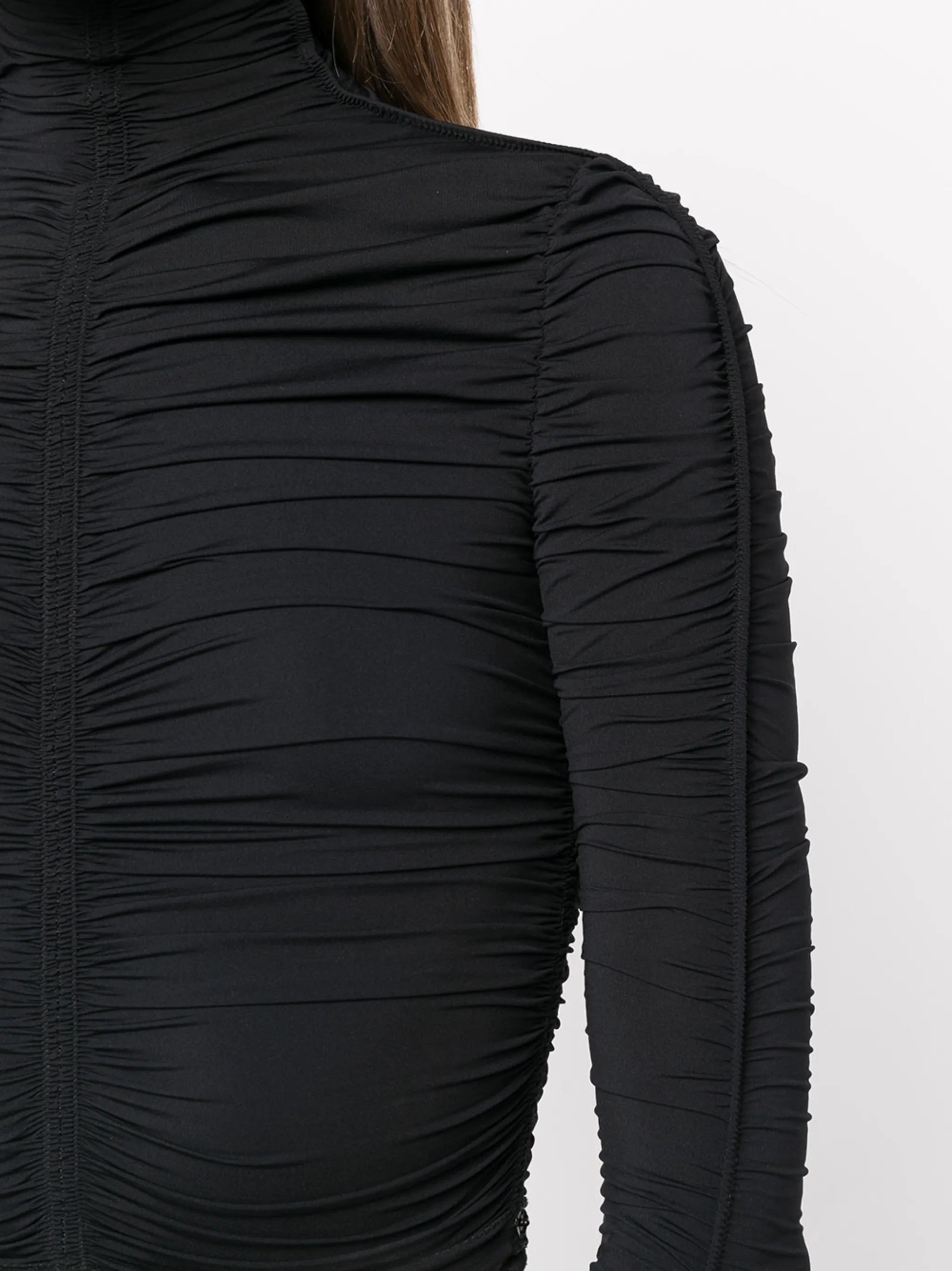 cropped ruched roll-neck top