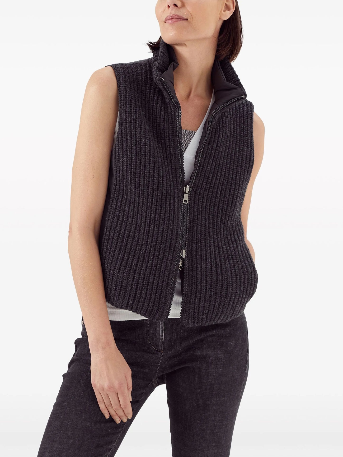reversible padded zip-up gilet