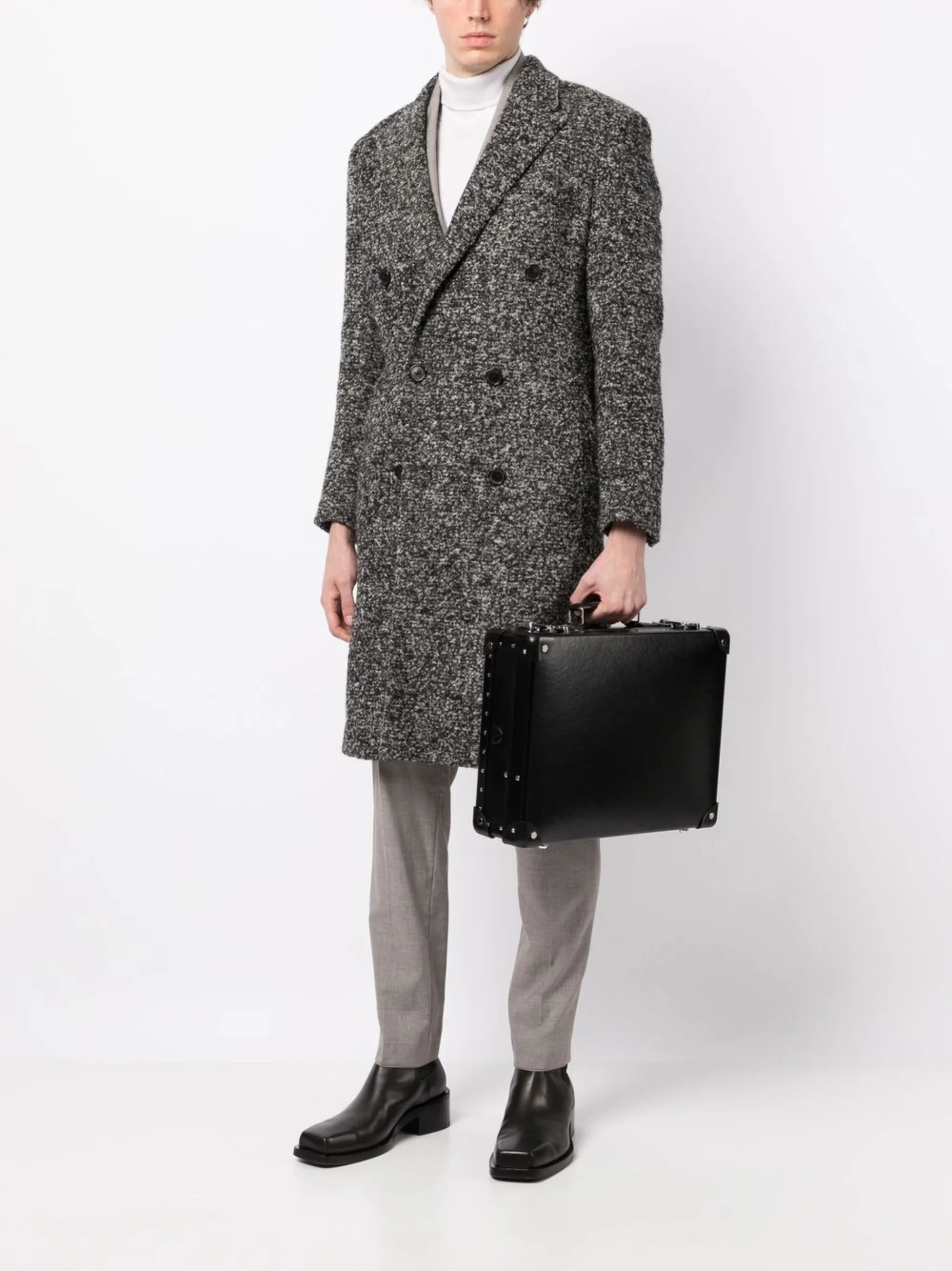 Chrome leather briefcase