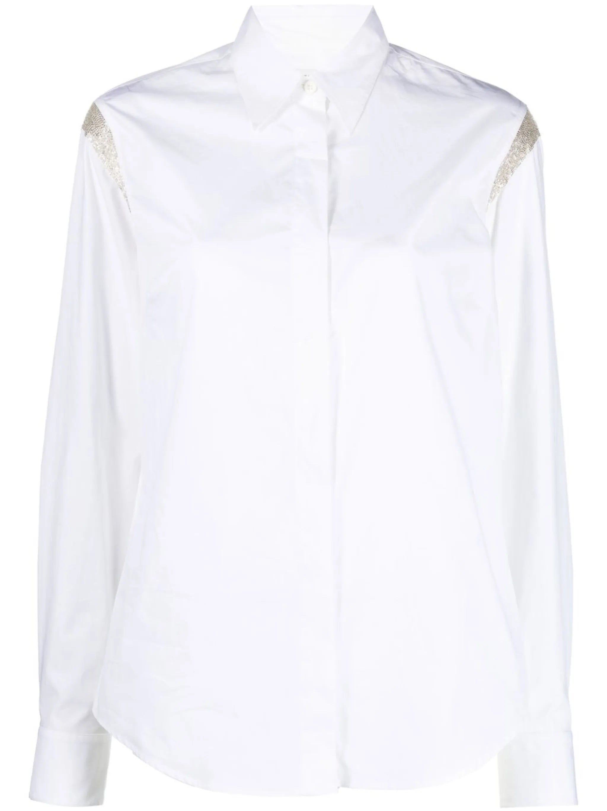 embellished cotton long-sleeve shirt