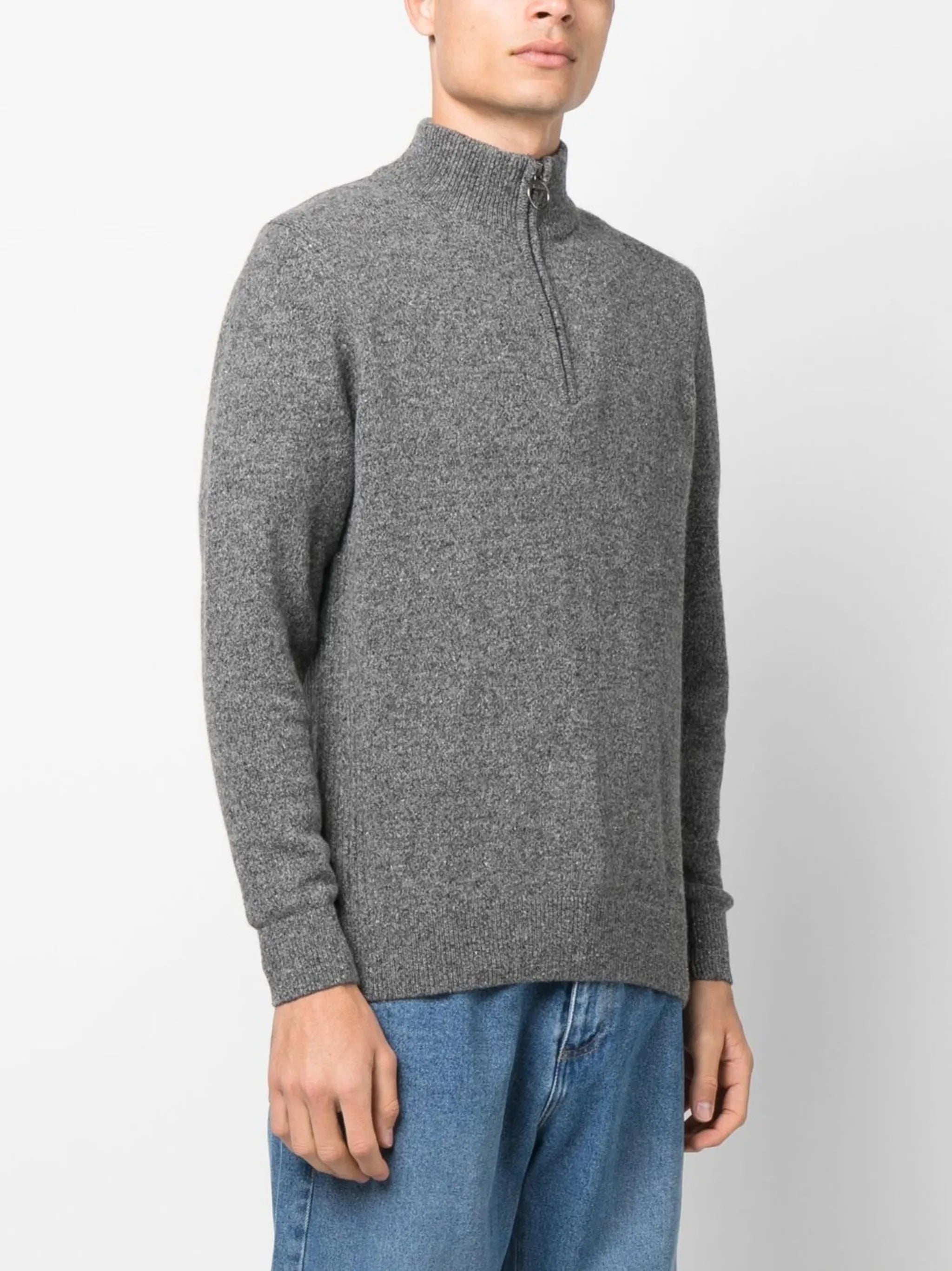 melange-effect half-zip sweater