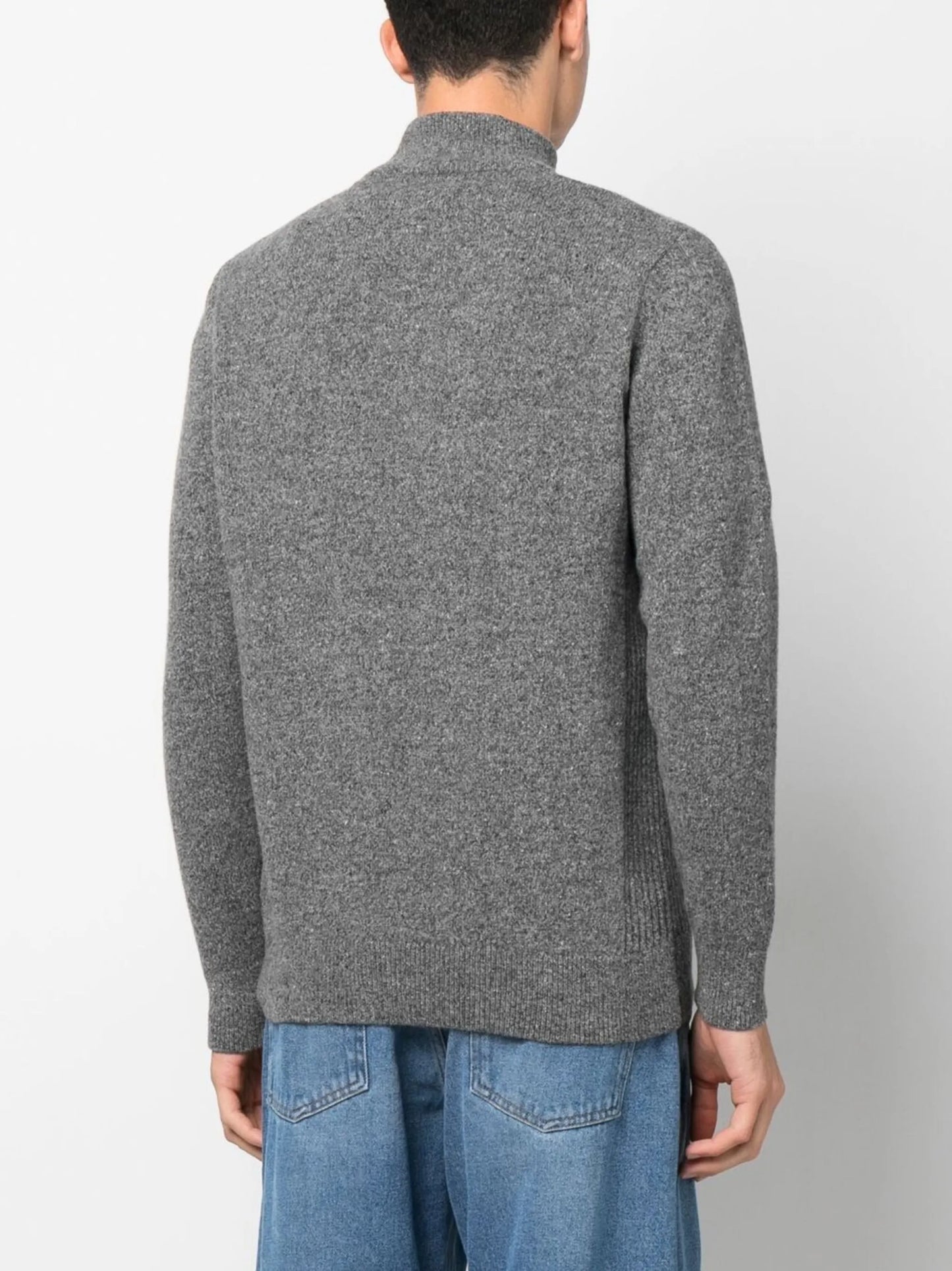 melange-effect half-zip sweater