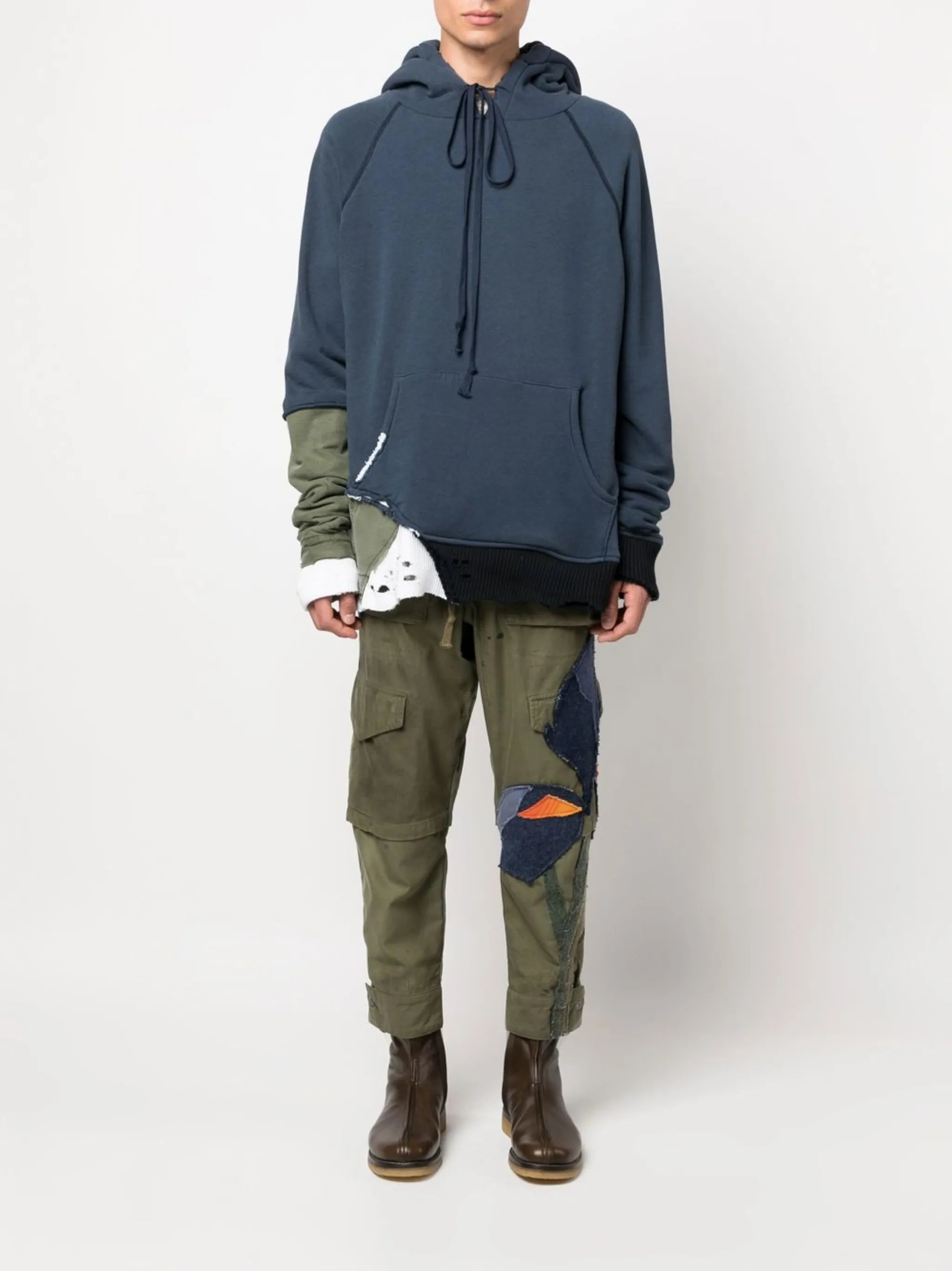 patchwork army fragment hoodie