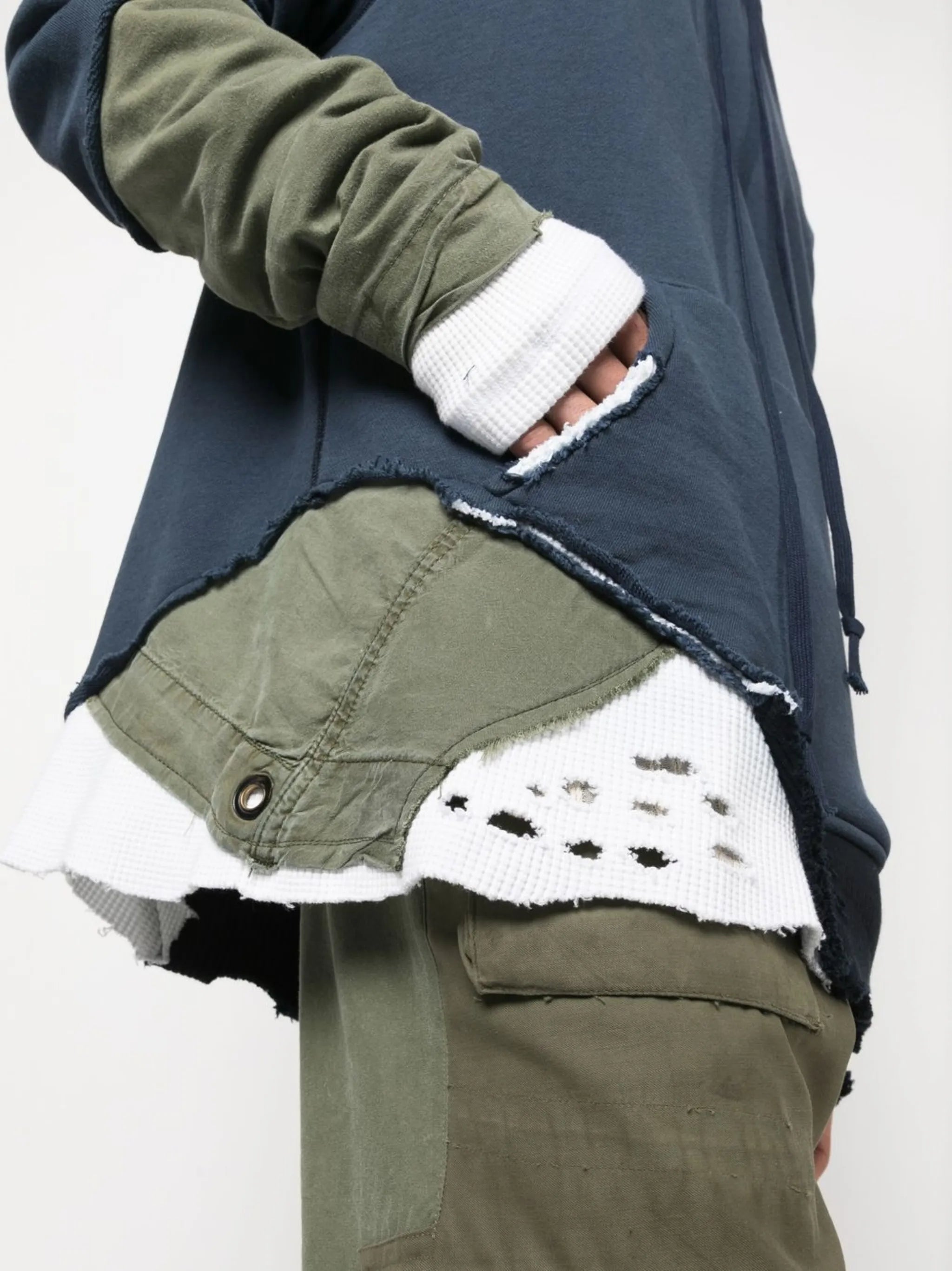 patchwork army fragment hoodie