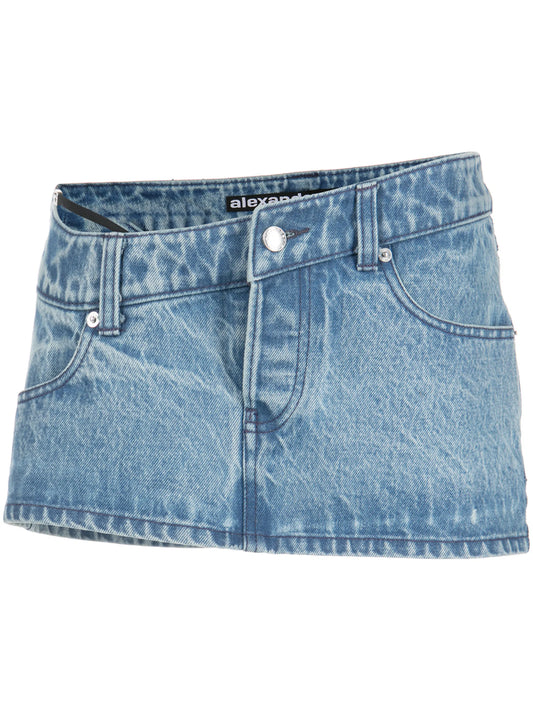 asymmetric denim miniskirt