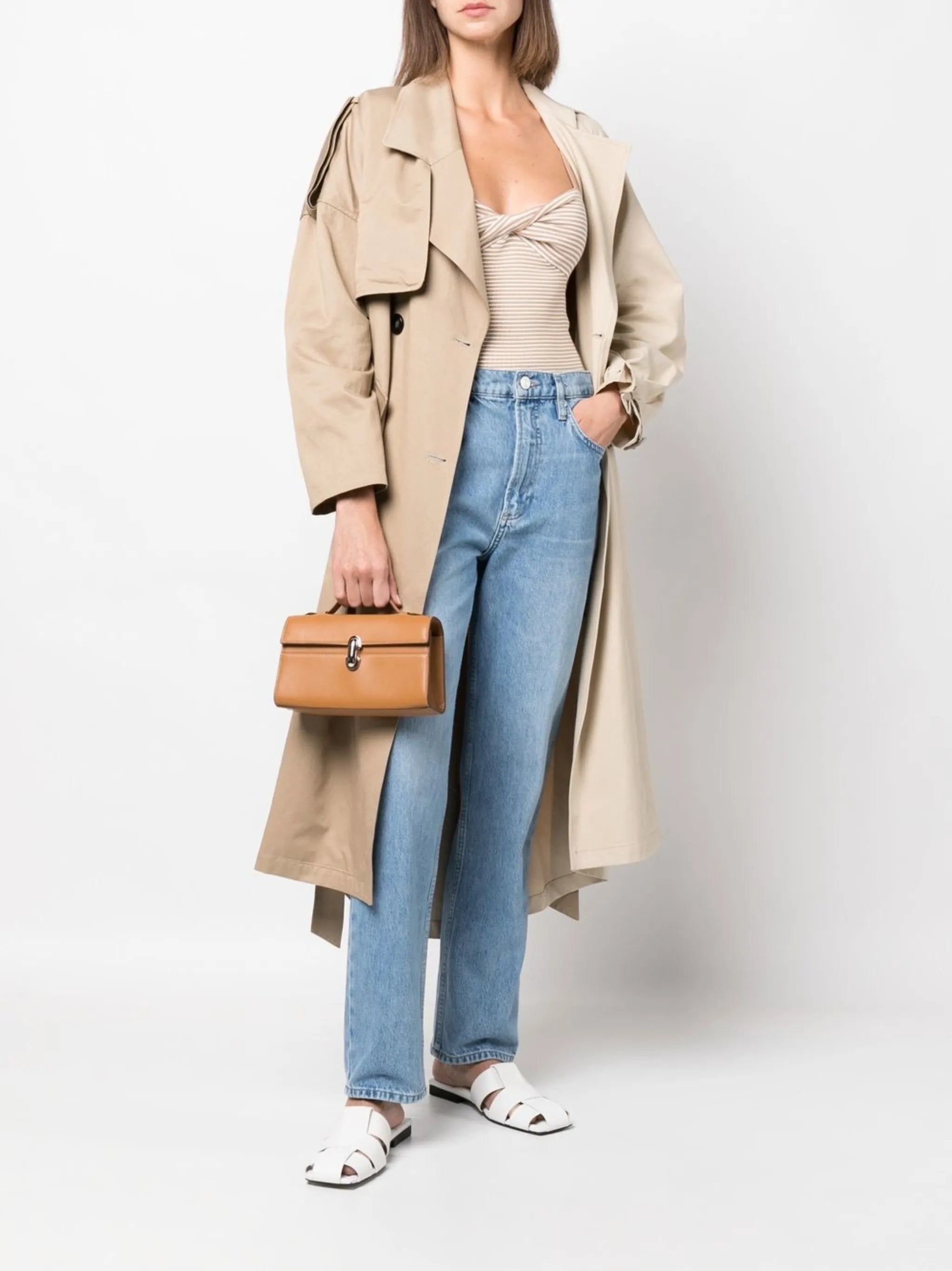 high-waist straight-leg jeans