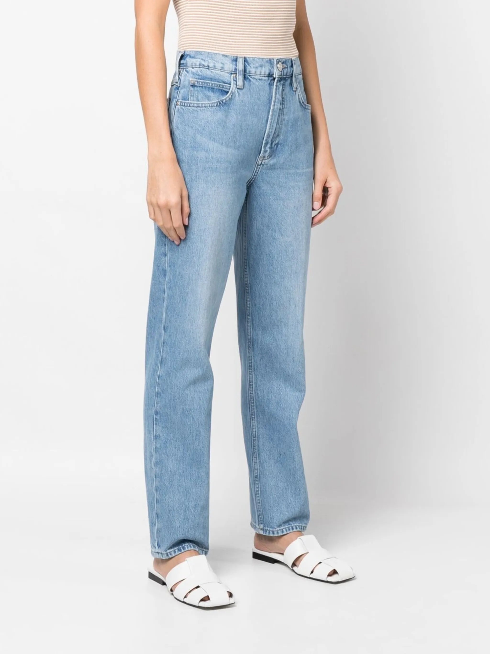 high-waist straight-leg jeans