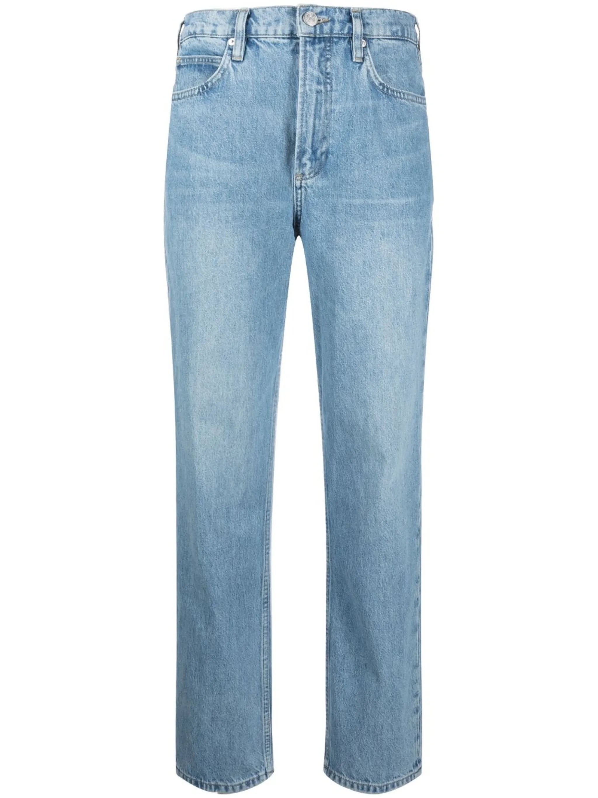 high-waist straight-leg jeans
